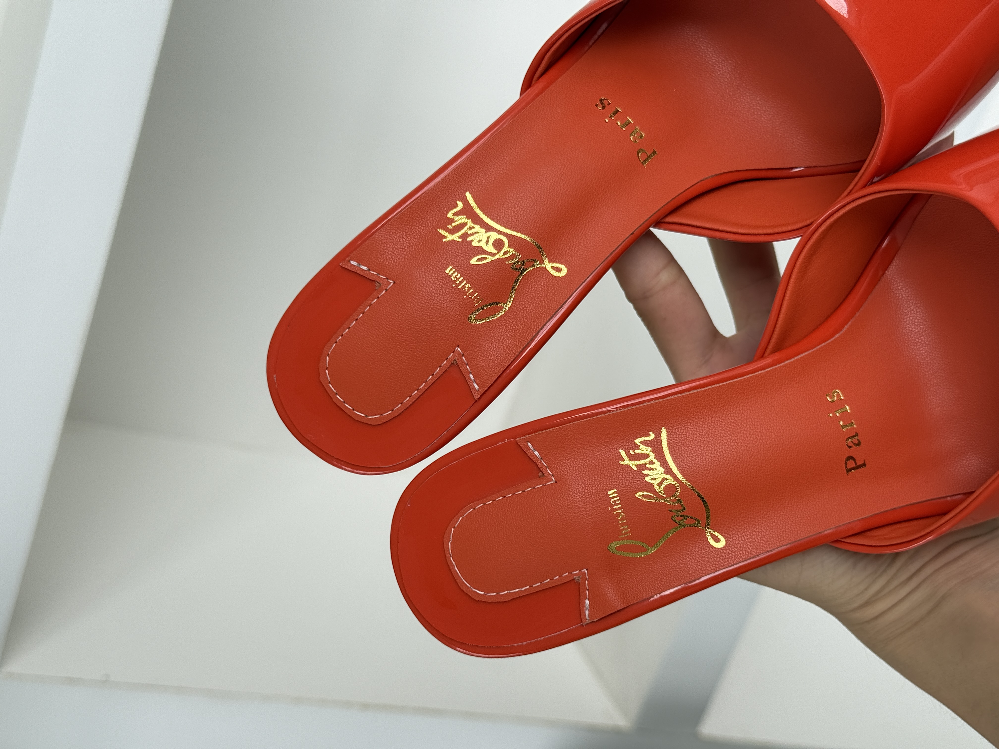 Christian Louboutin Patent Leather Pointed Toe Stiletto Slide Mules