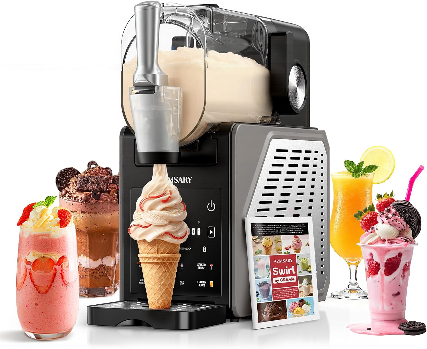 Machine à Granités & Glaces 2,5 L – 6 Programmes, Écran LED, Milkshakes et Boissons Glacées