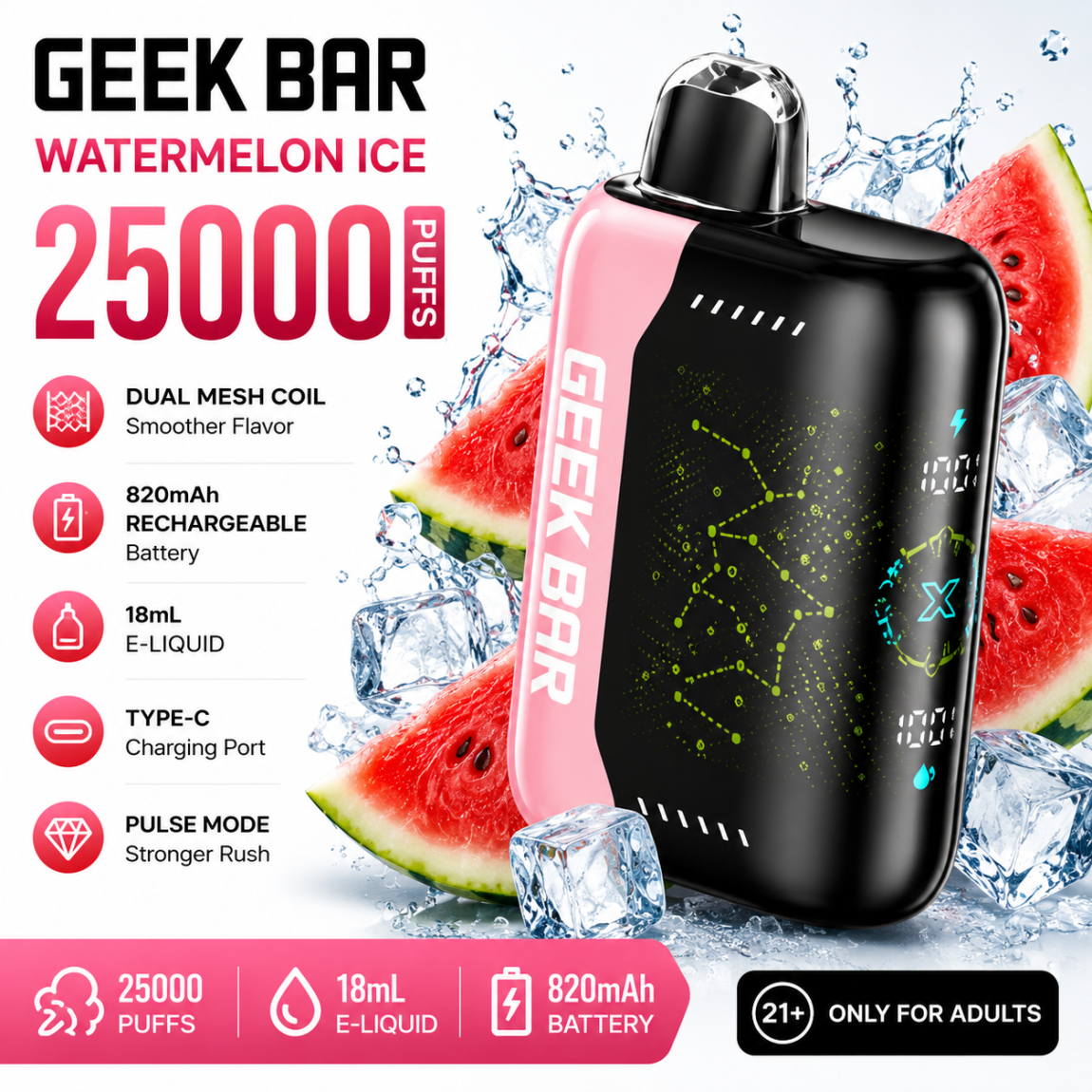 🔥GEEK BAR Disposable e-cigarettes - 25000 puffs👉Delivered Within 1–3 Business Days！