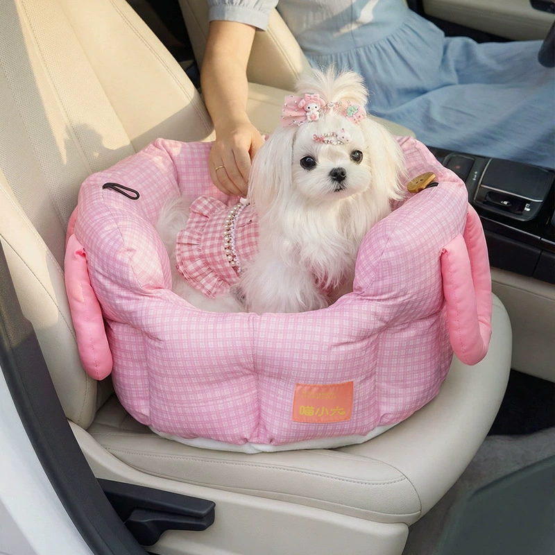 Pink Plaid Pet Car Seat & Travel Tote - Padded Portable Handbag for Small Dogs and Cats - MAISONKAIRON