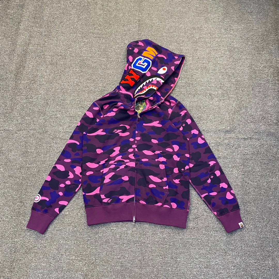 1:1 Best Quality Purple Camo 1 Hood Zipper Hoodie