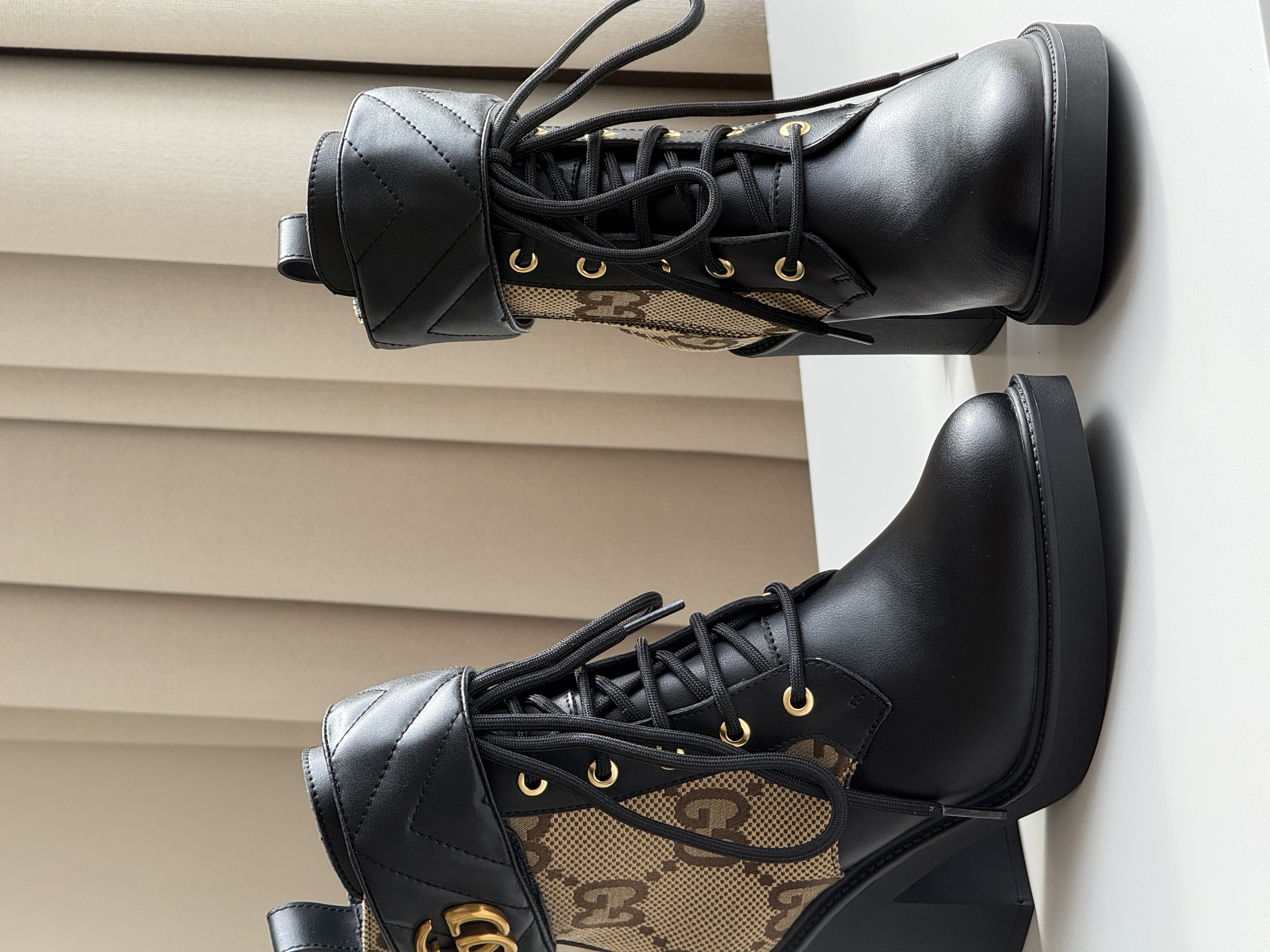 Gucci GG Monogram Lace-up Ankle Boots with Block Heel