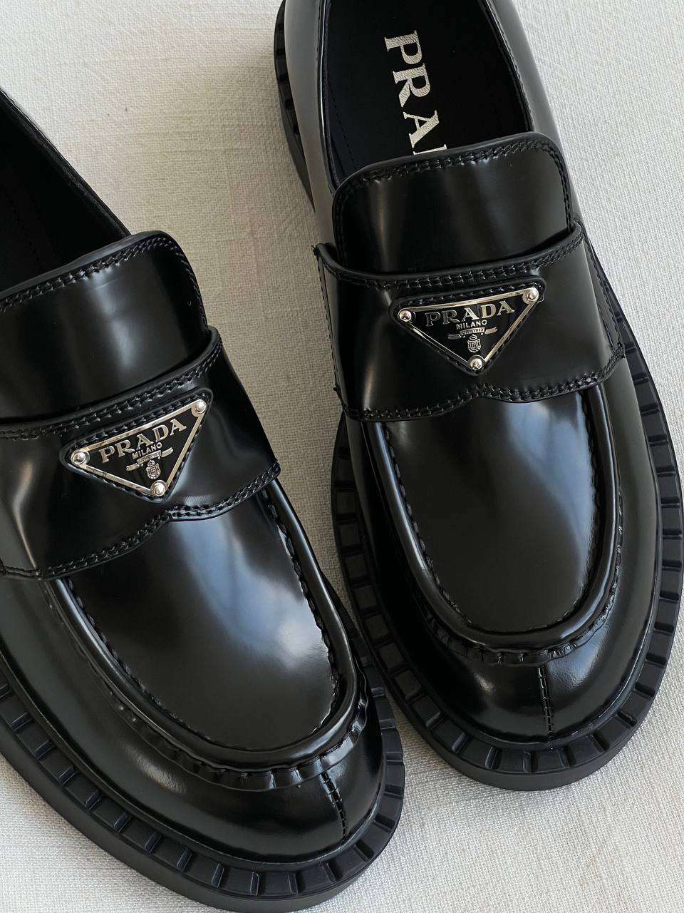 Prada Chocolate Brushed Leather Loafers