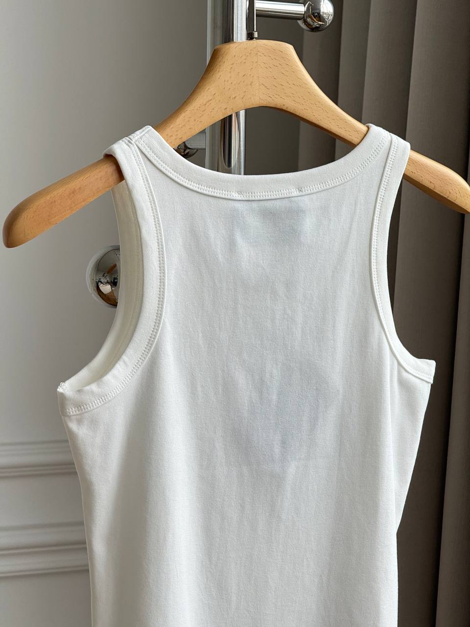 Prada Ribbed Cotton Tank Top with Triangular Logo Plaque