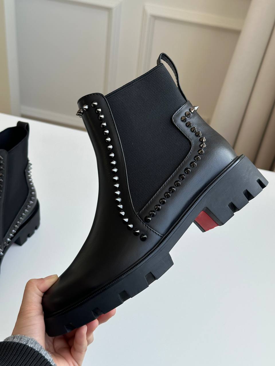 Christian Louboutin Out Line Spike Lug Sole Chelsea Boots