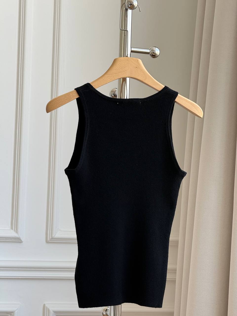 Miu Miu Ribbed Knit Tank Top with Intarsia Logo