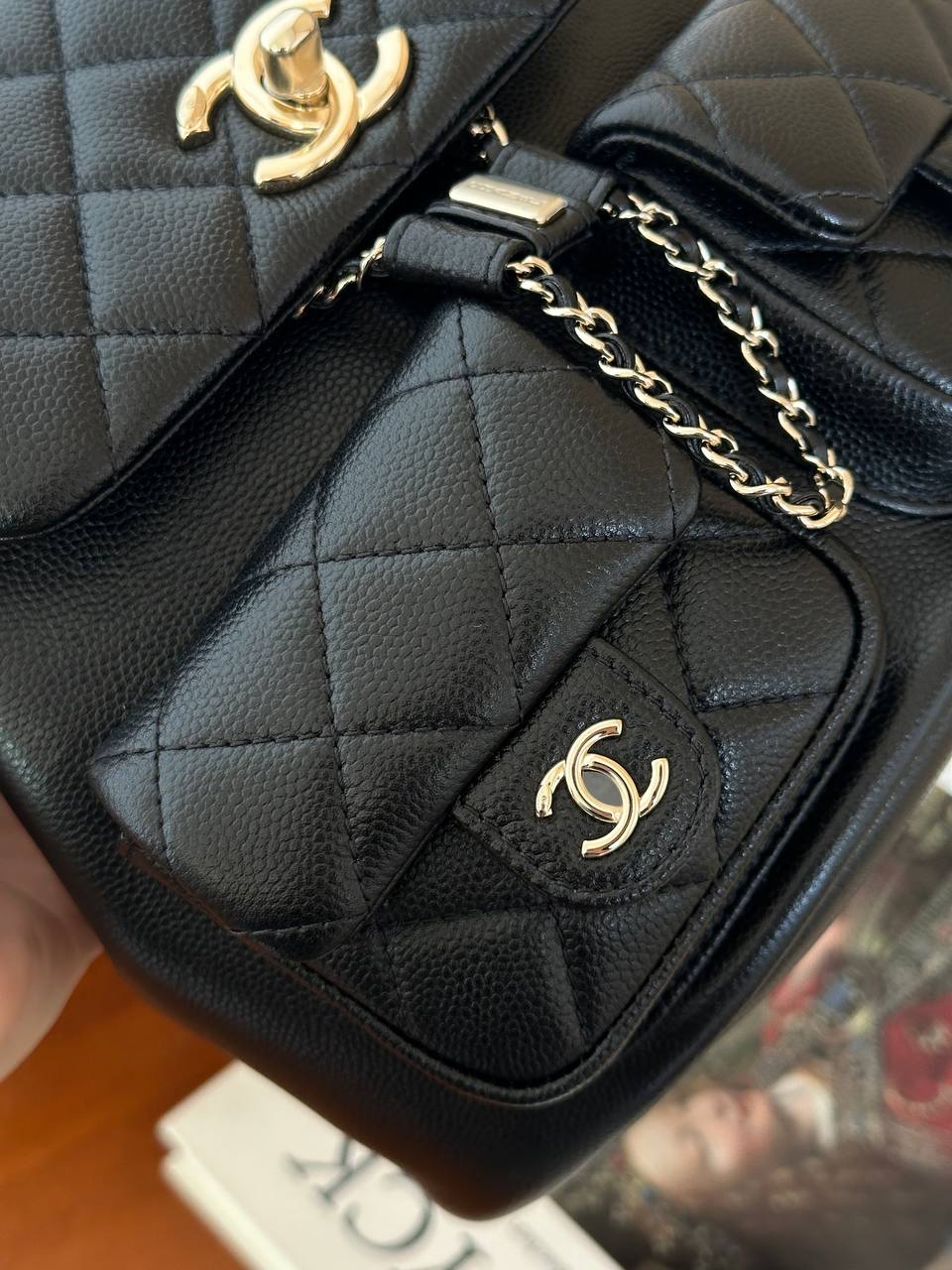 Chanel Black Caviar Leather Multi-pocket Mini Backpack