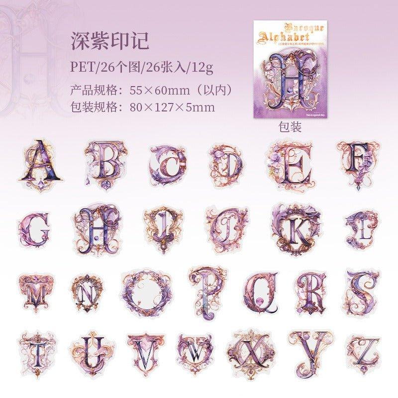 1124 PET Stickers Baroque Letters