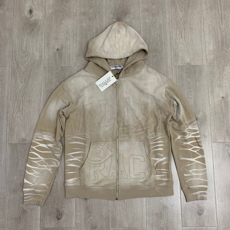 Vale embroidered letter logo washed-out distressed hoodie shirt