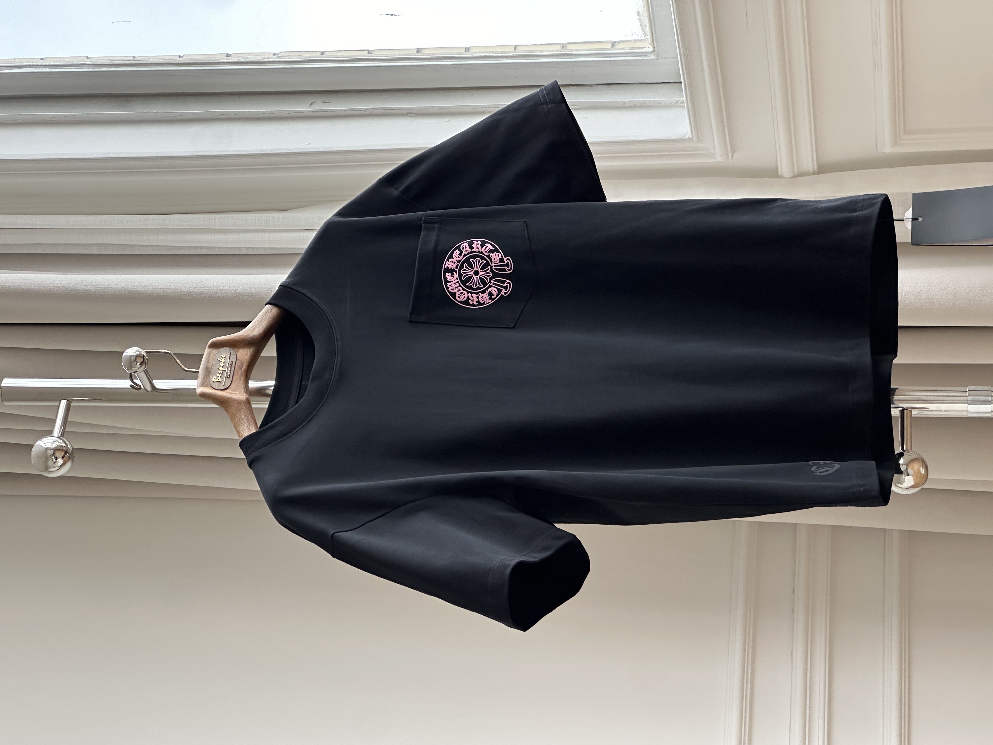 Chrome Hearts Pink Horseshoe Logo Pocket Tee