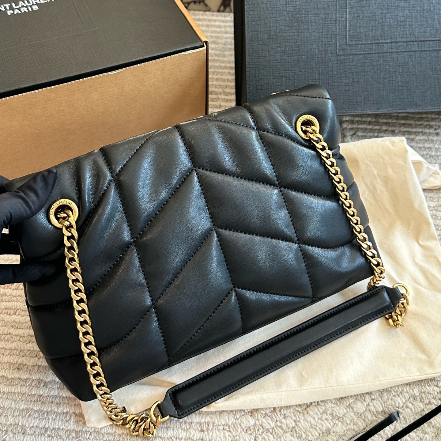 TOY PUFFER IN LAMBSKIN BLACK 22.5X16X8CM