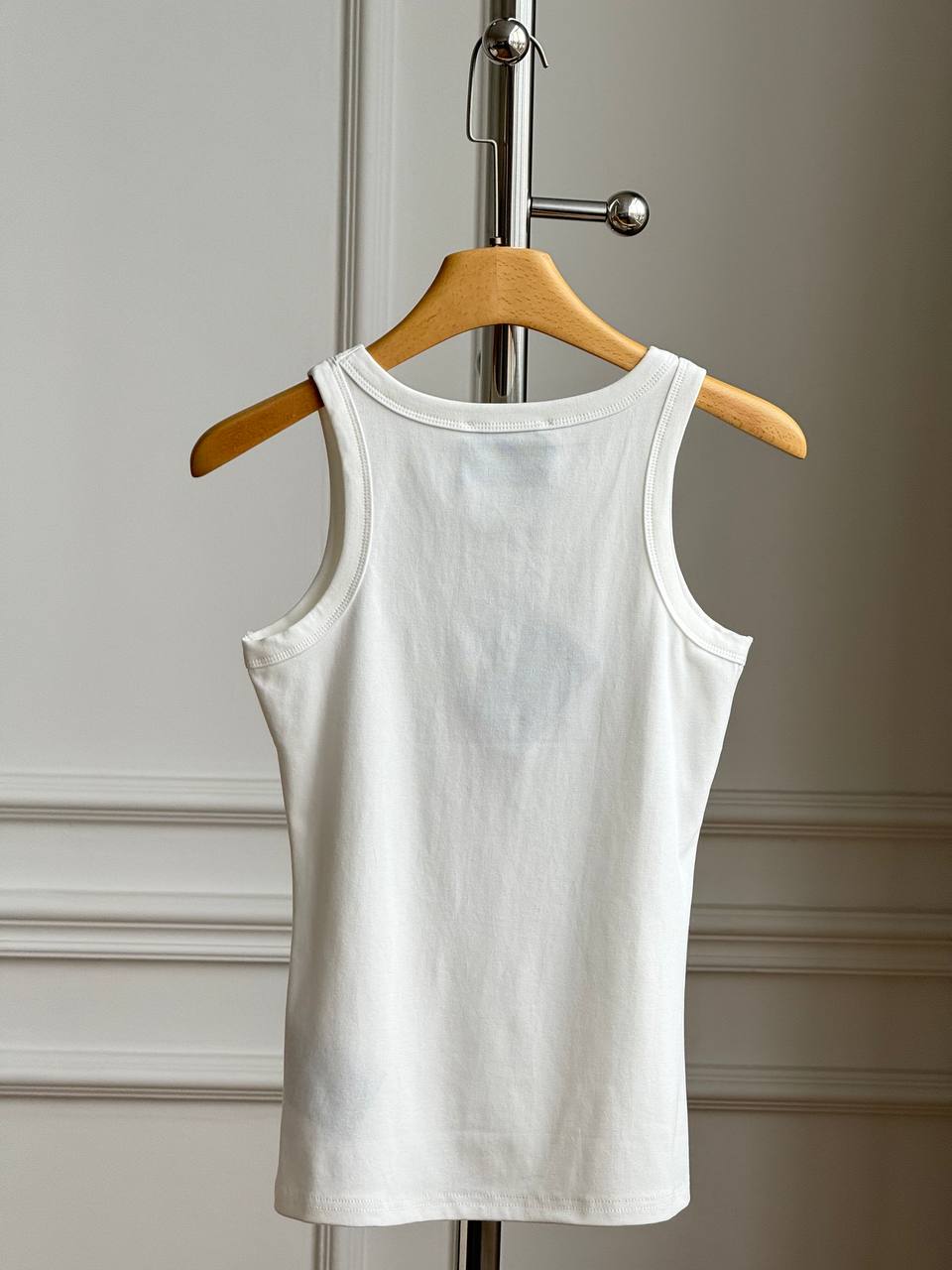 Prada Ribbed Cotton Tank Top with Triangular Logo Plaque
