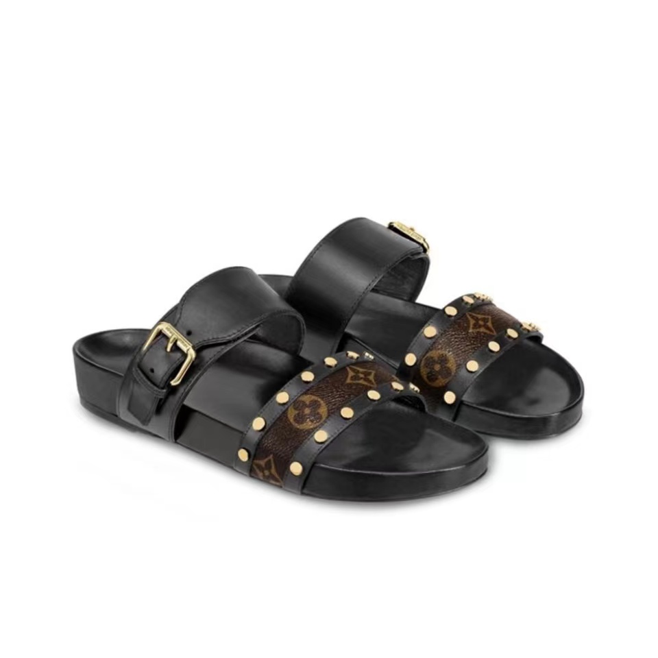 LV Bom Dia Leather Slide Sandals