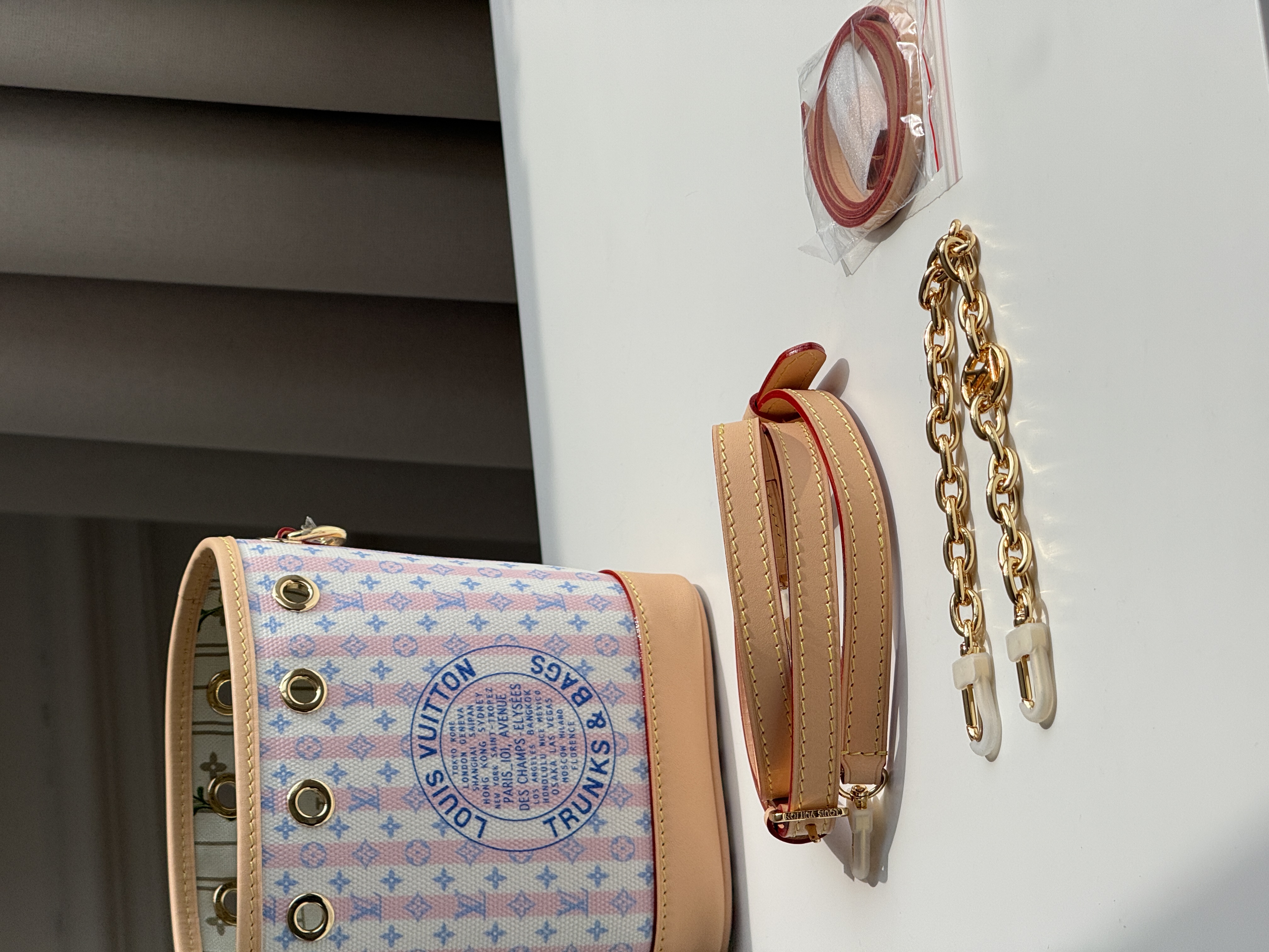 Louis Vuitton Pink Stripes Limited Print Mini Drawstring Bucket Bag