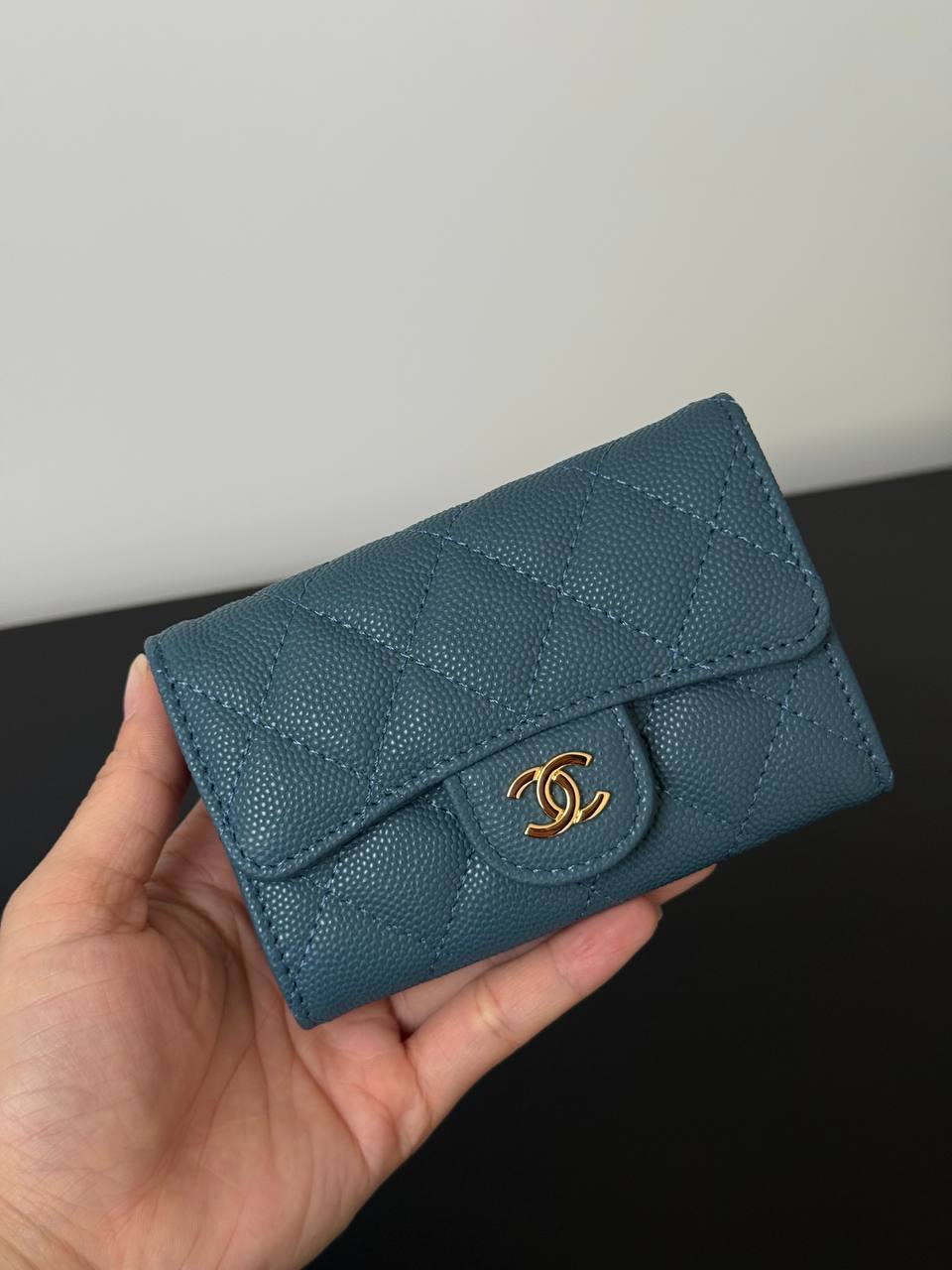 CHANEL Classic Quilted Caviar Leather Flap Card Holder