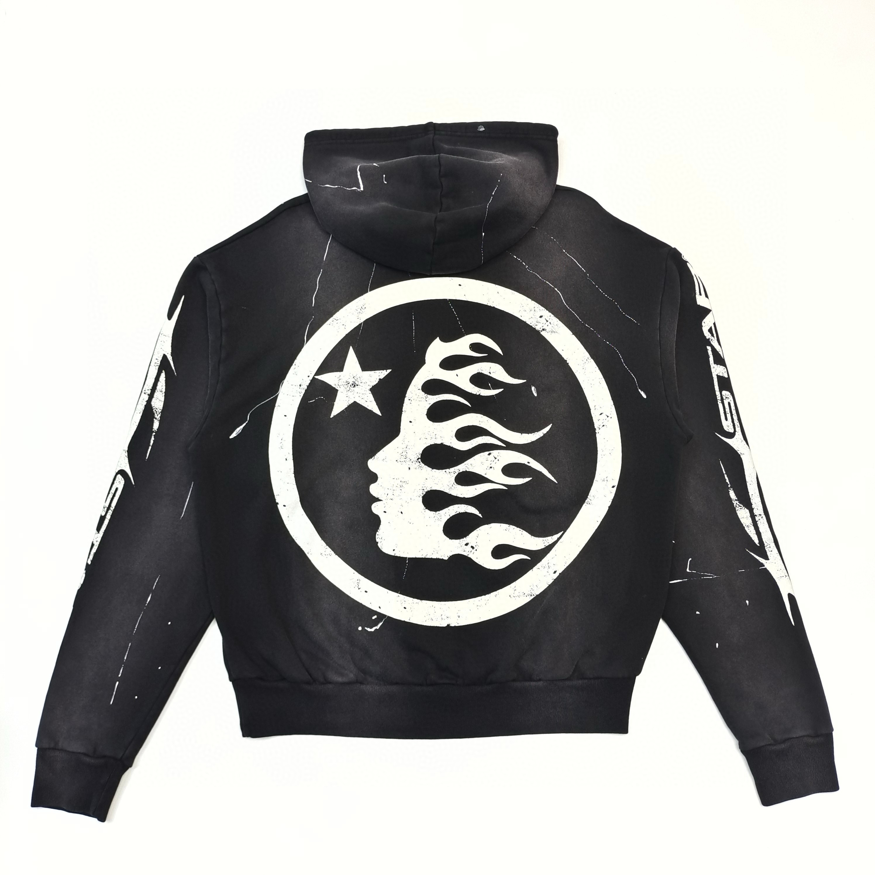 1:1 best quality Hellstar white ank line hoodie black(with NFC tag)