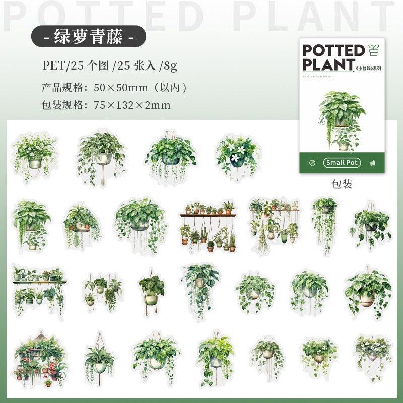 1182 PET Sticker Pack Small Potted Plant Series