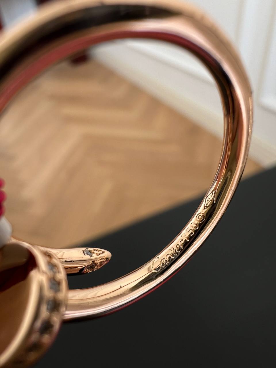 Cartier Love Series Rose Gold Half Paved Diamond Nail Ring