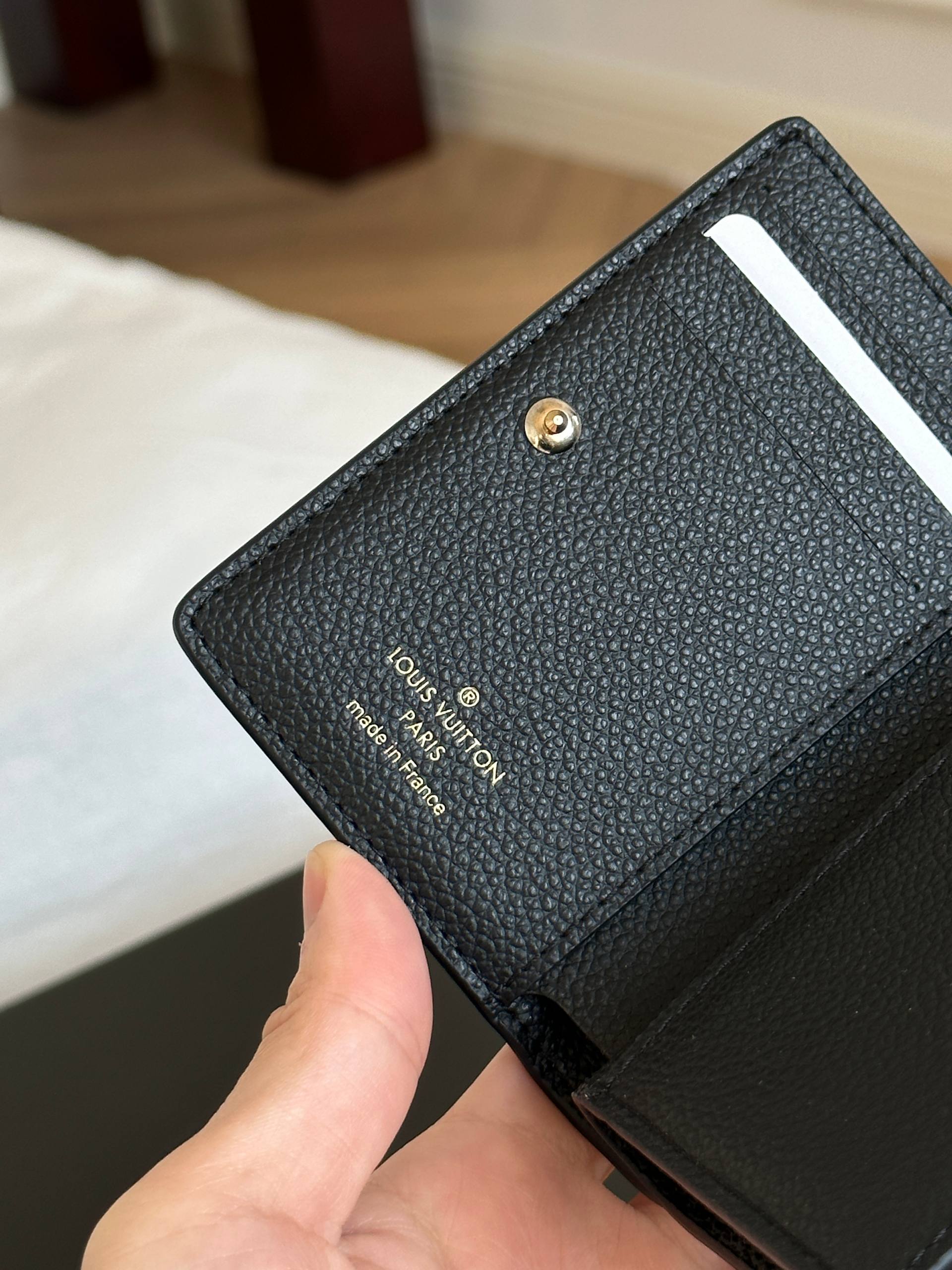 Louis Vuitton Black Monogram Embossed Grain Leather Compact Wallet