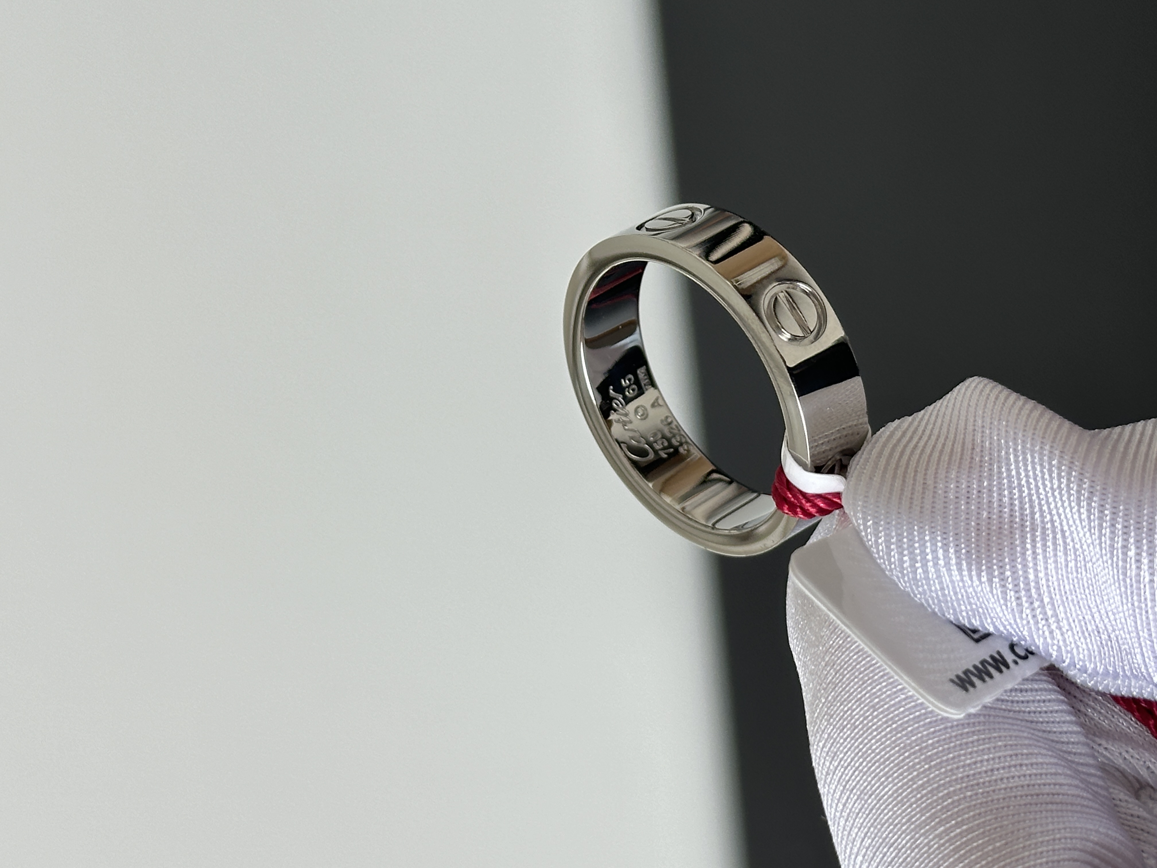 Cartier Love 18K White Gold Plain Screw Band Ring