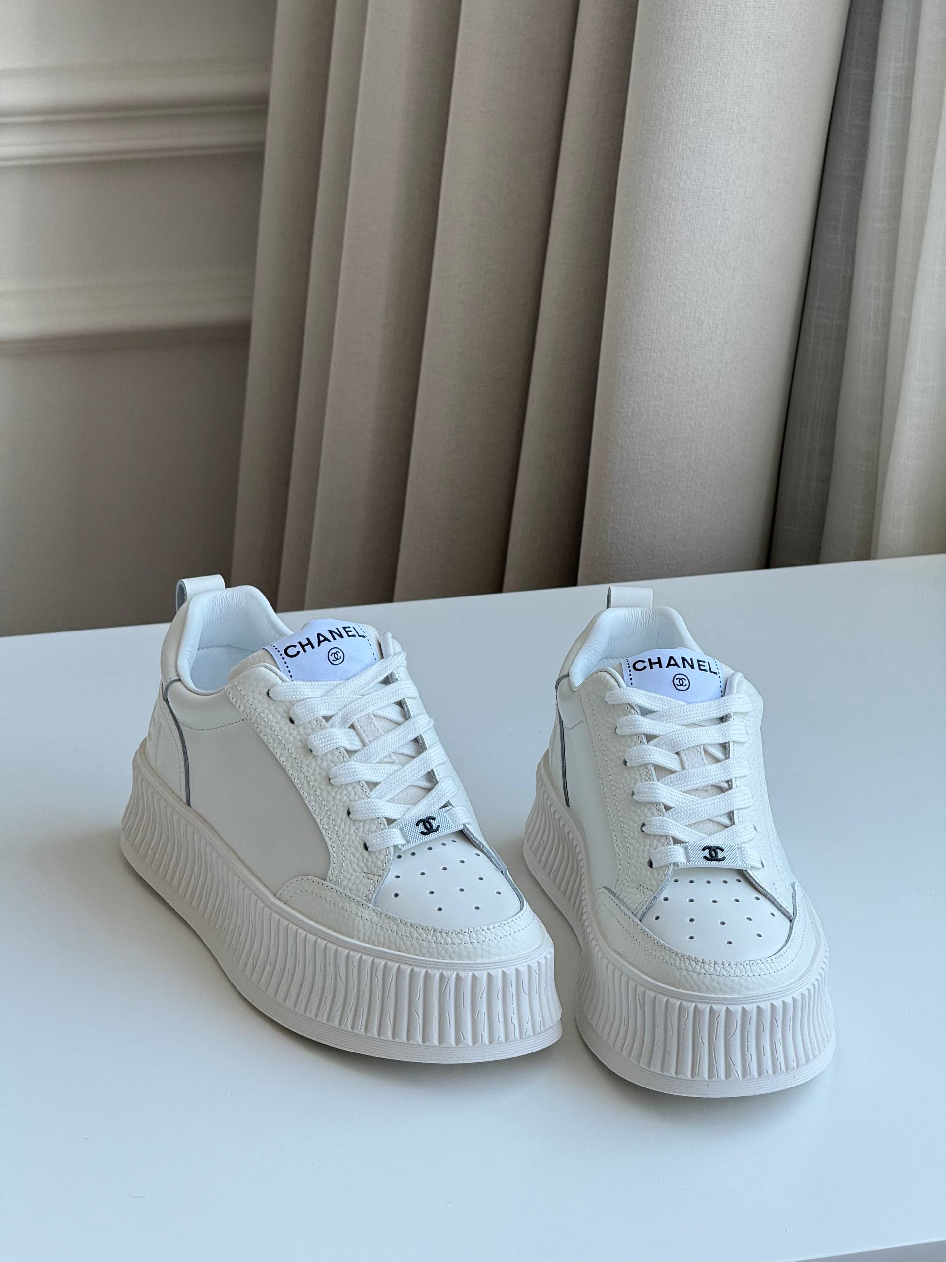 Chanel Platform Lace-Up Sneakers