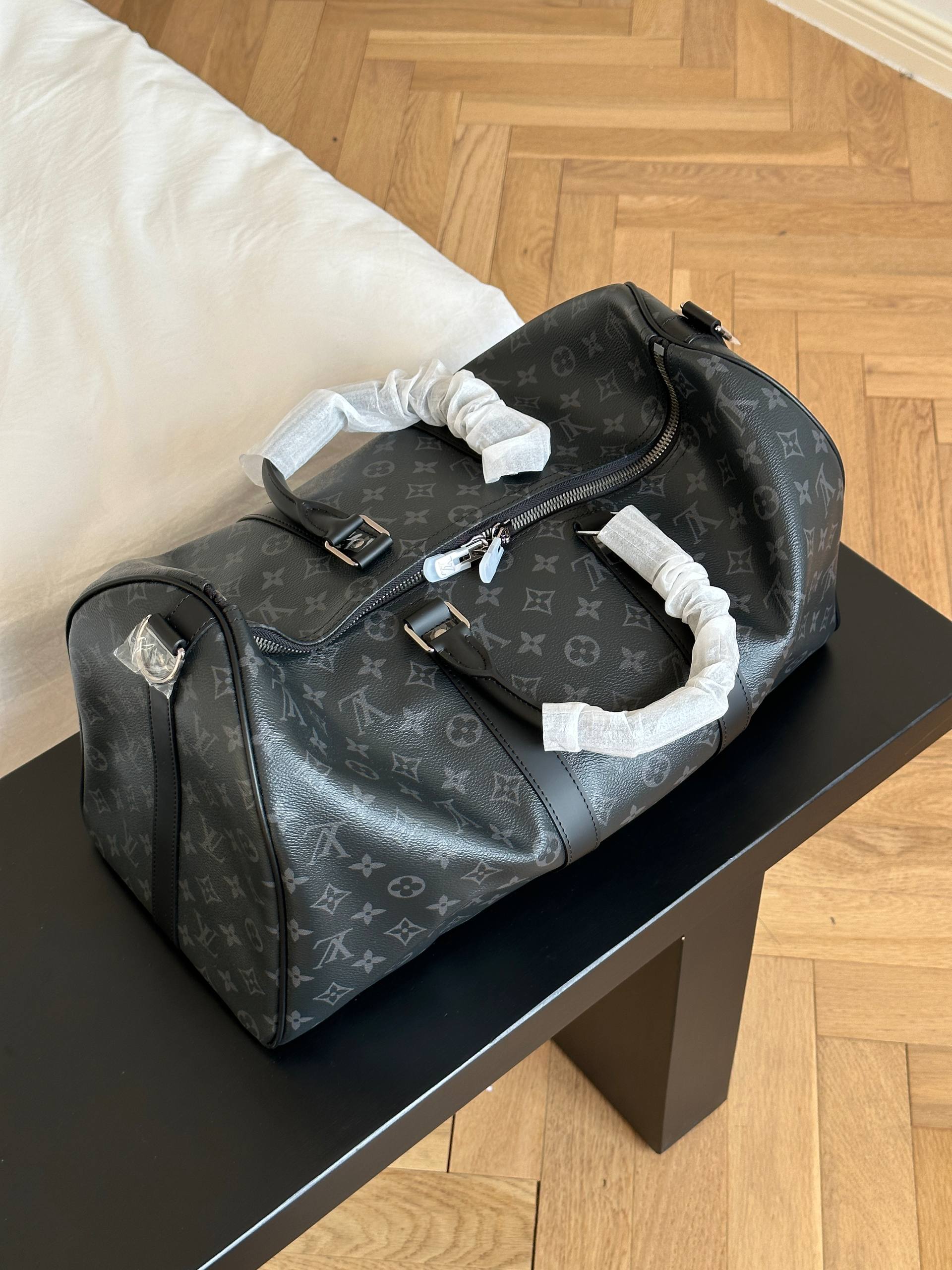 Louis Vuitton Monogram Eclipse Keepall Duffle Travel Bag