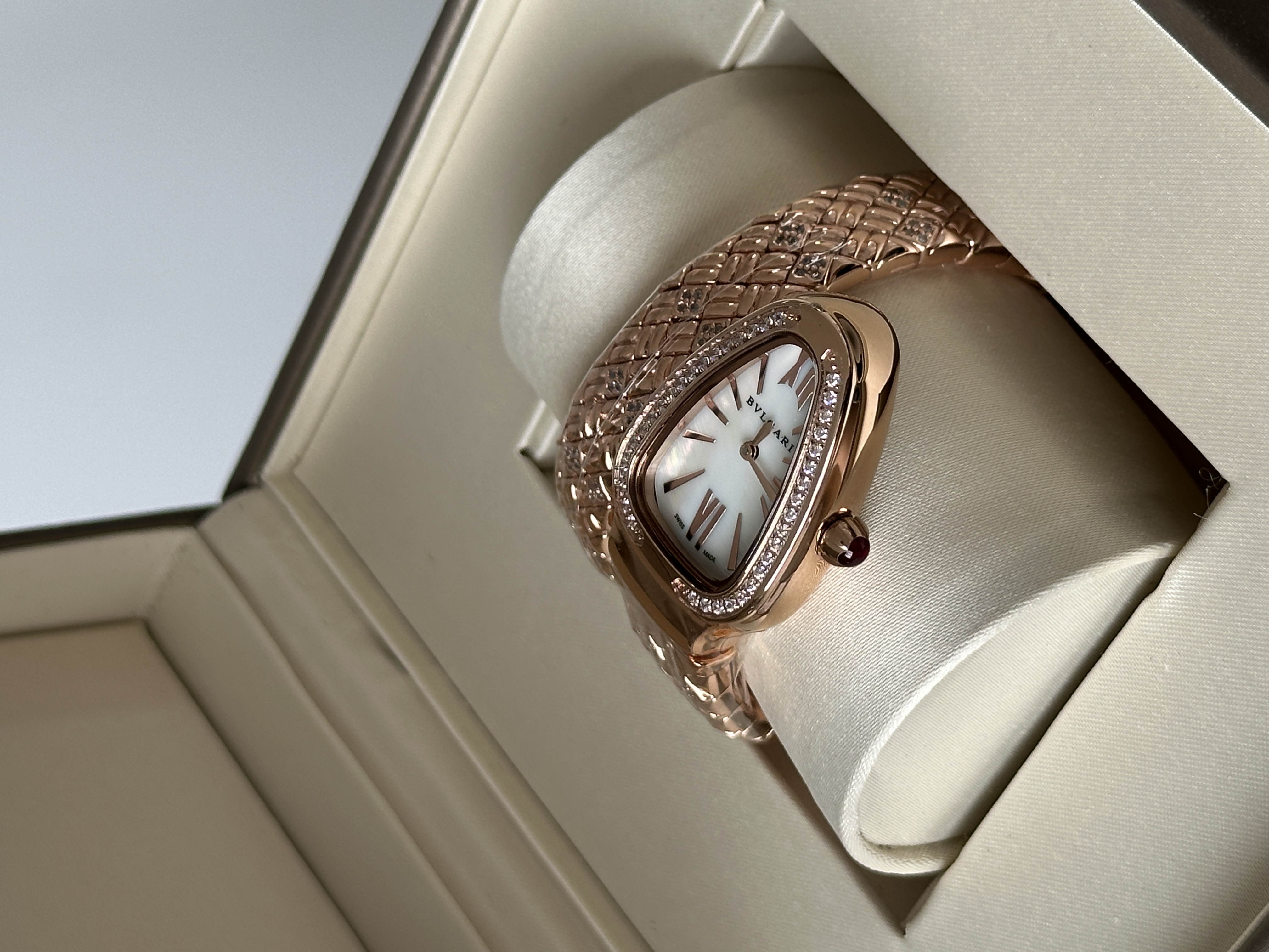Bvlgari Serpenti Rose Gold Diamond Snake Wrap Bracelet Watch