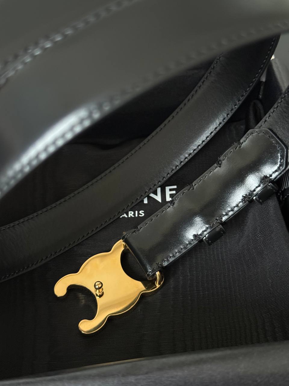 CELINE Triomphe Buckle Calfskin Leather Belt