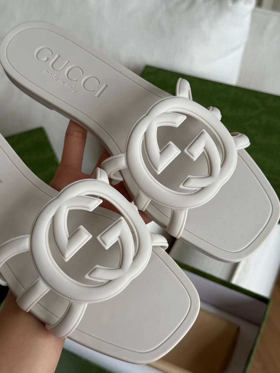 Gucci Interlocking G Cut-Out Rubber Slide Sandals