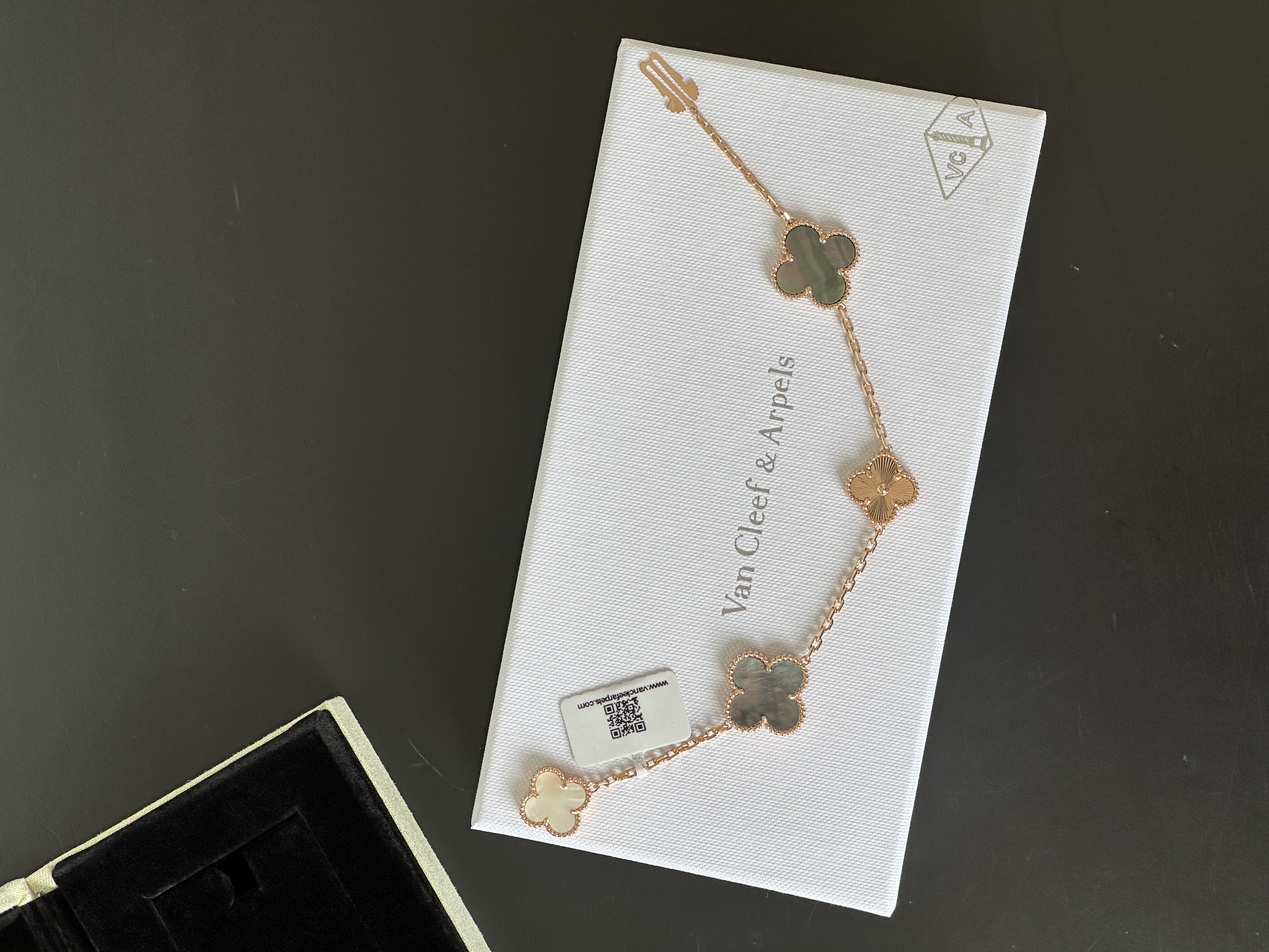 Van Cleef & Arpels Vintage Alhambra Rose Gold 4 Motifs Mixed Clover Bracelet