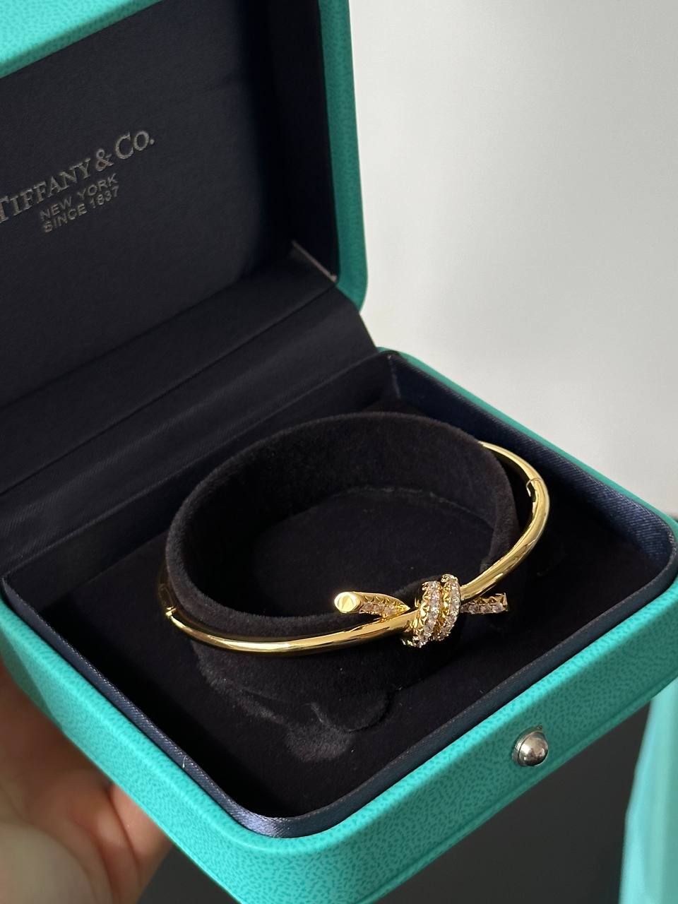 Tiffany & Co. Tiffany Knot 18K Yellow Gold Double Row Diamond Bangle