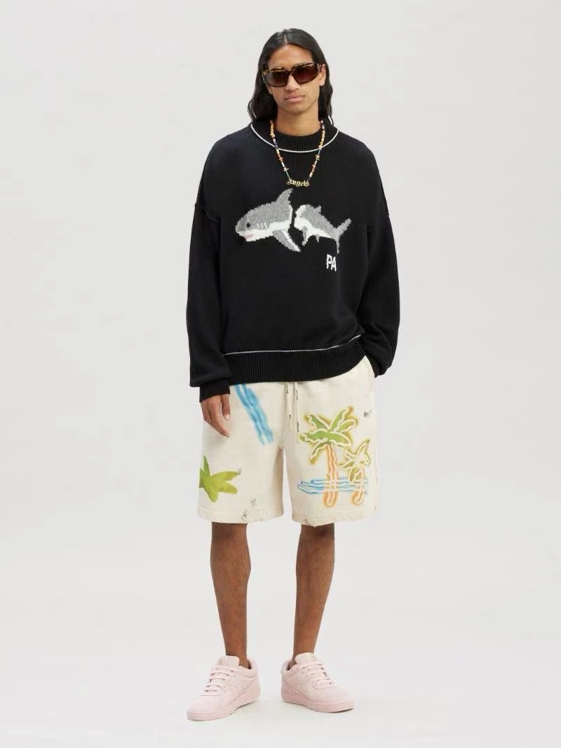 Gradient palm tree alphabet print graffic short