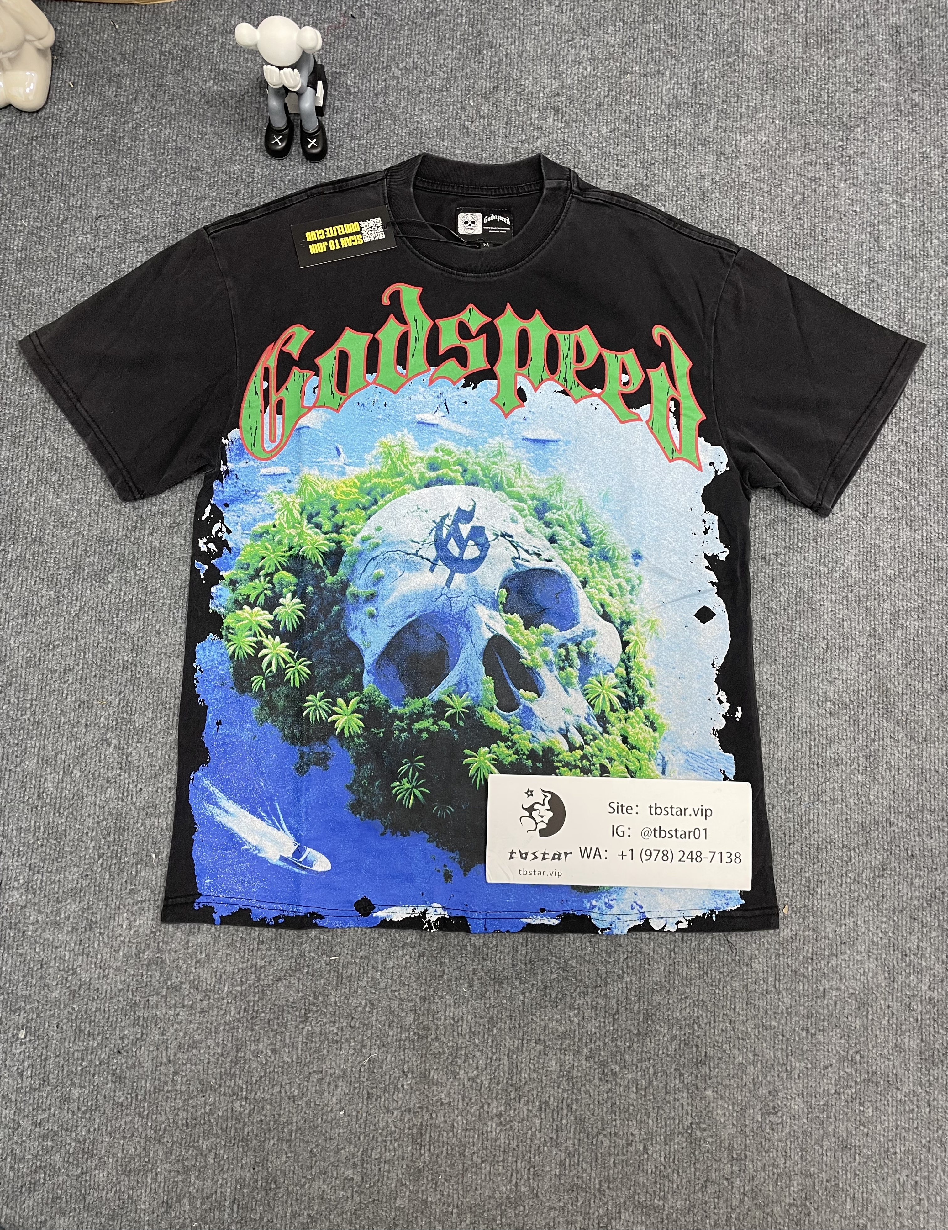 Godspeed black and green skull logo tee