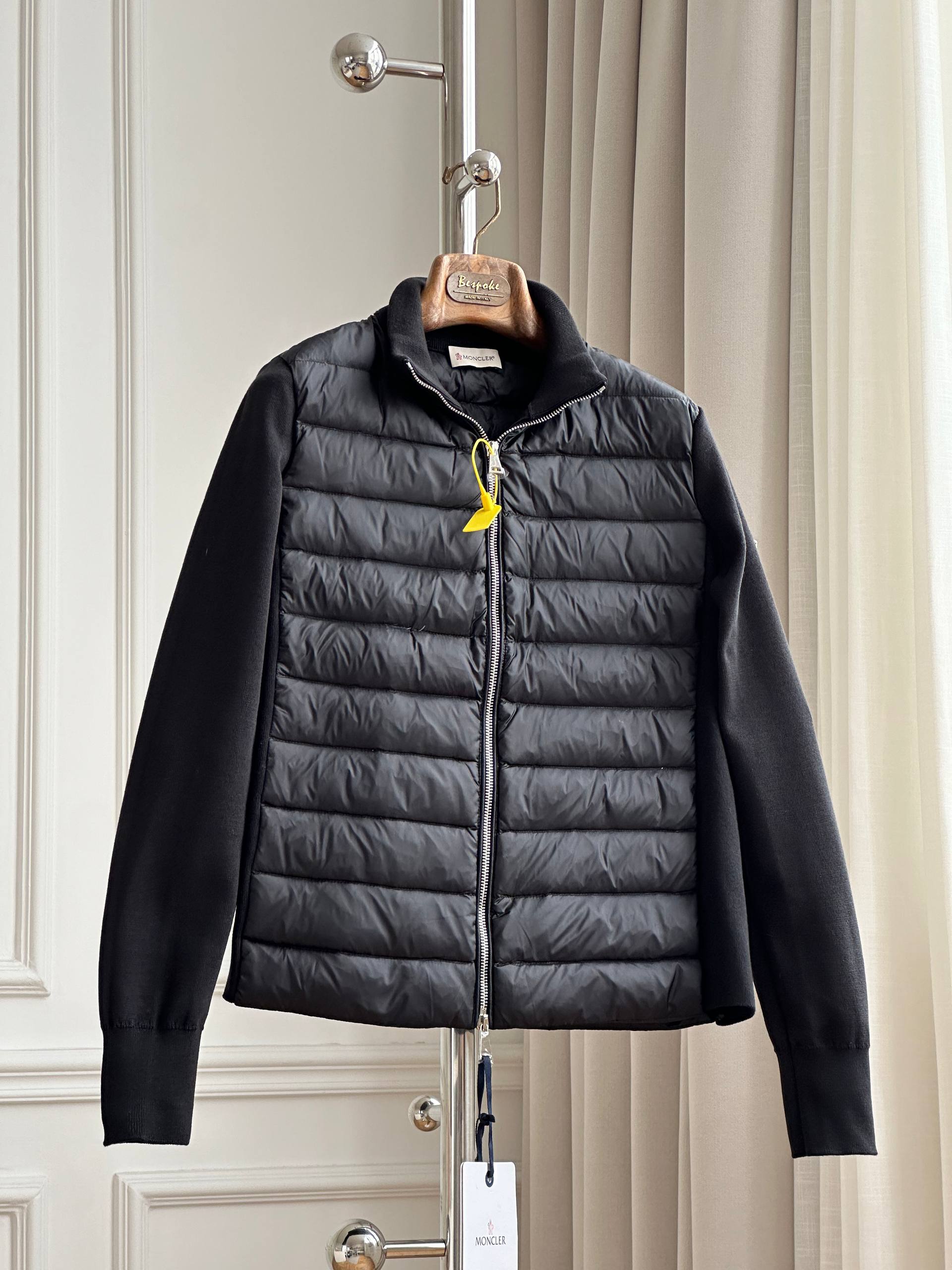 Moncler Quilted Down Panel Knit Jacket