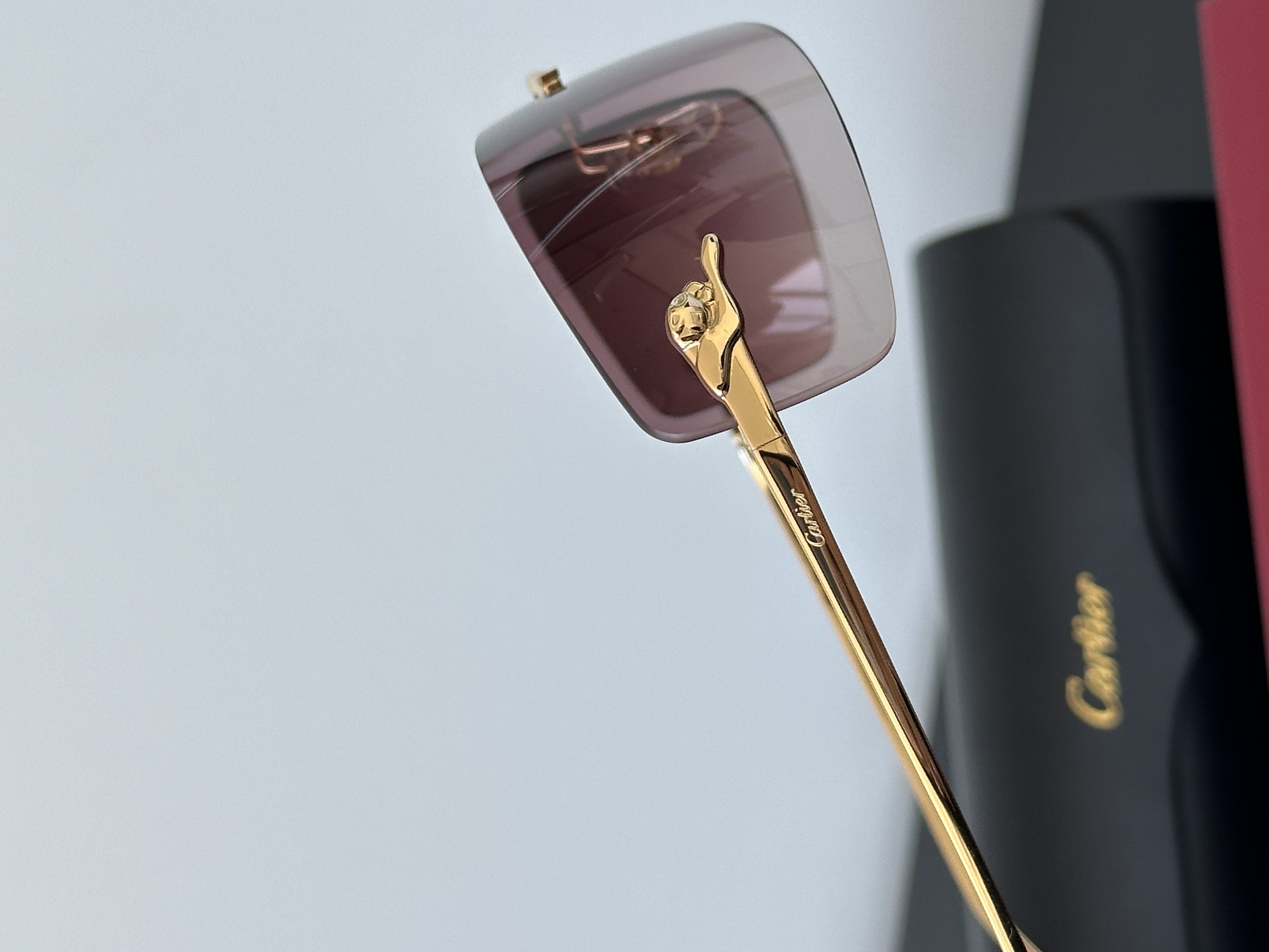 Cartier Panthère de Cartier Rimless Sunglasses with Panther Motif