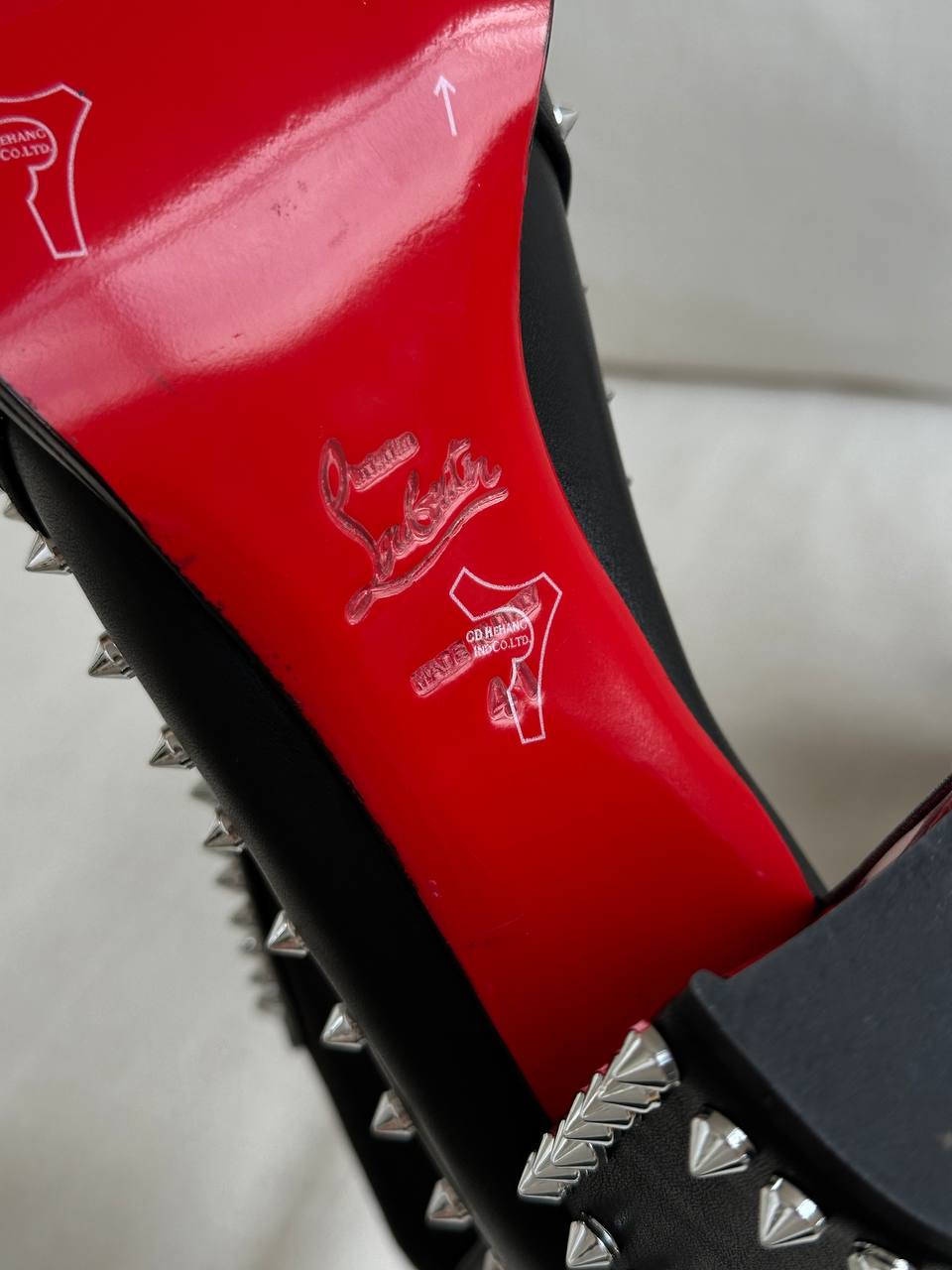 Christian Louboutin Black Smooth Calfskin Studded Block Heel Chelsea Ankle Boots