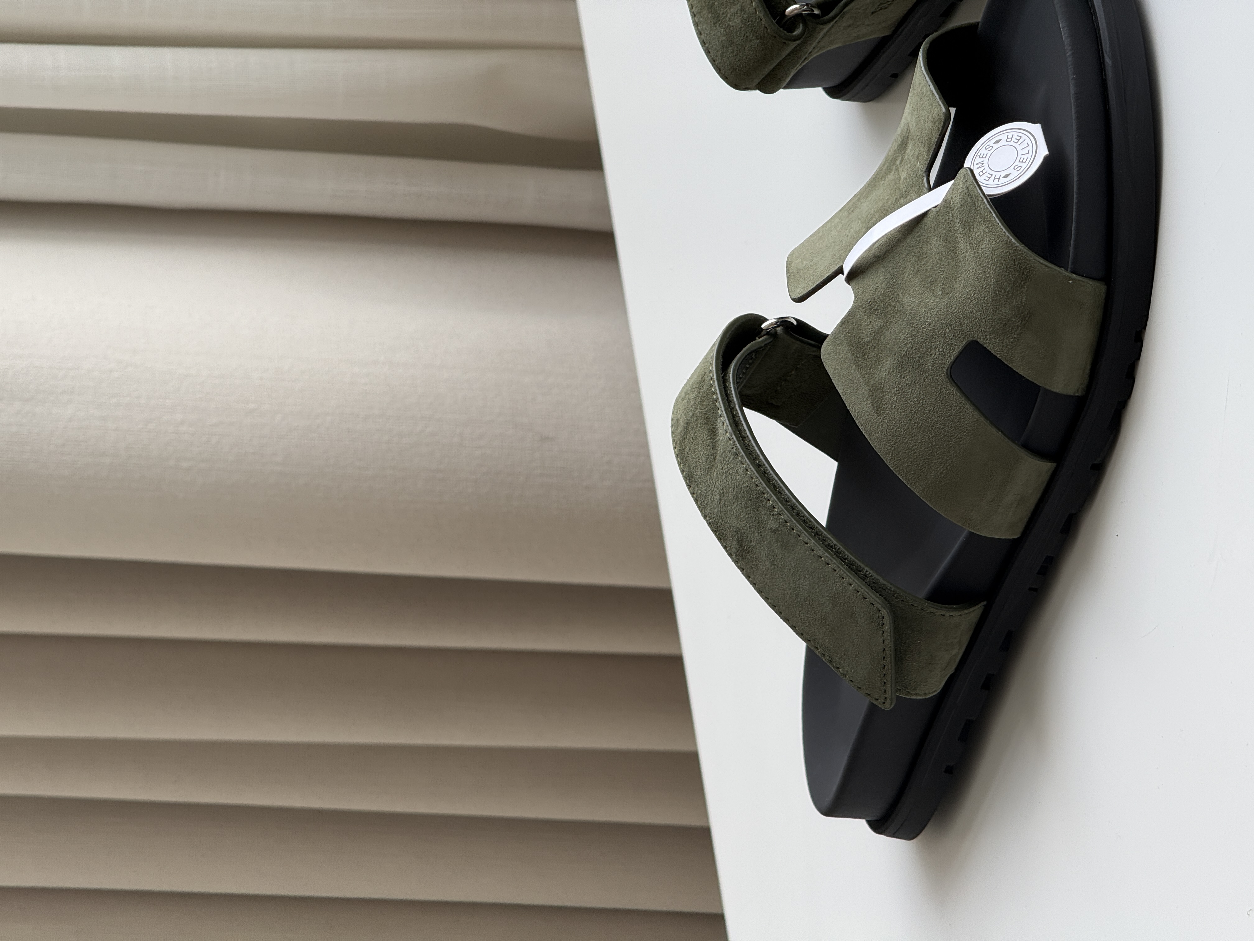 Hermès Chypre Suede Velcro Slide Sandals