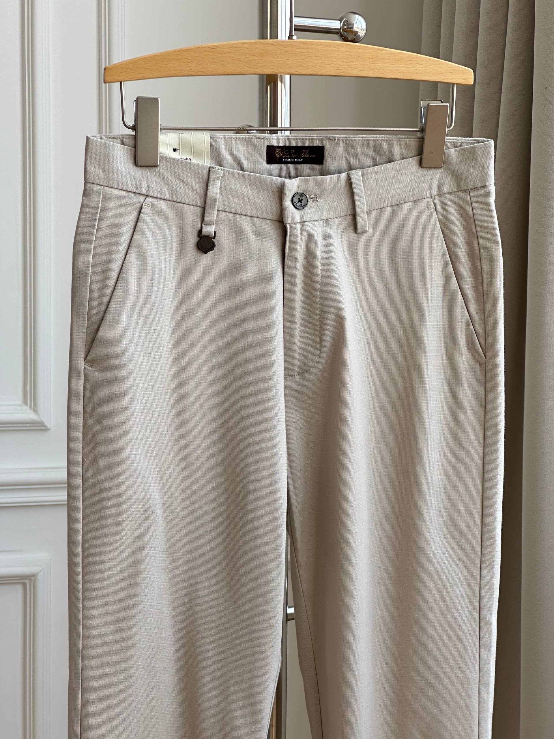 Men's Light Beige Business Casual Straight-Leg Chino Pants