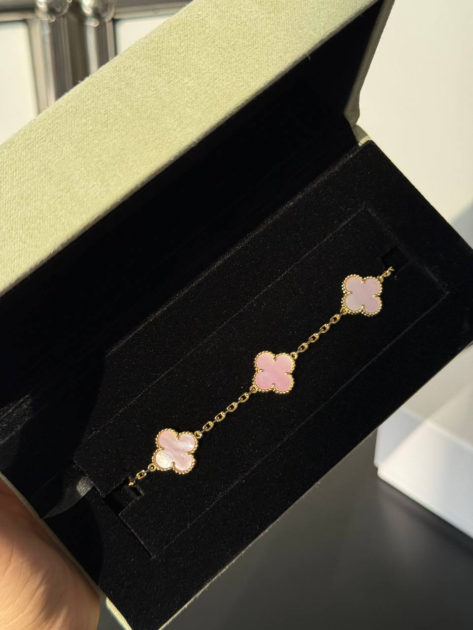 Van Cleef & Arpels Vintage Alhambra 5 Motifs Pink Mother-of-Pearl Bracelet