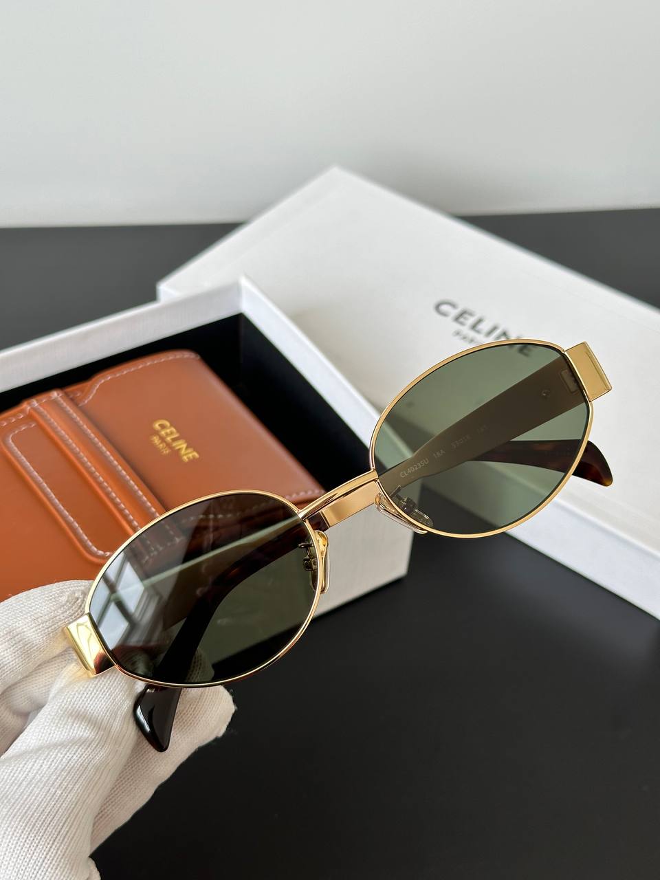 Celine Metal Triomphe Oval Sunglasses
