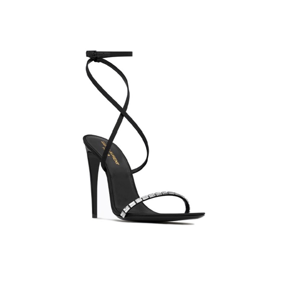 Saint Laurent YSL Gloria Silk Fabric Slide Heels 10.5cm