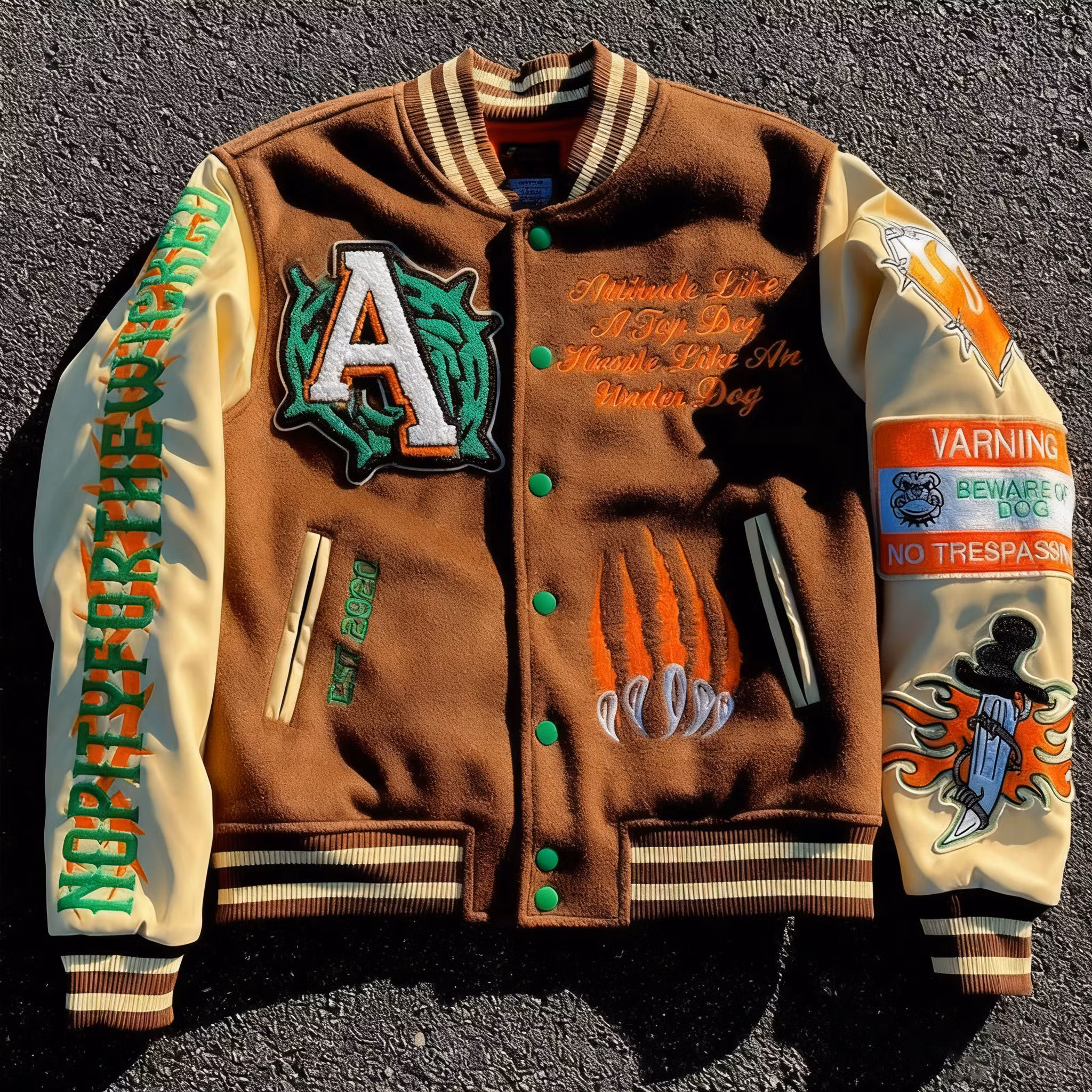 Custom Men's Letterman Varsity Jackets Winter Baseball Bomber Leather Sleeves Chenille Embroidered Logo Fabric Varsity Jacket