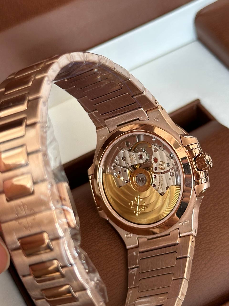 Patek Philippe Nautilus Rose Gold Diamond Bezel Automatic Watch