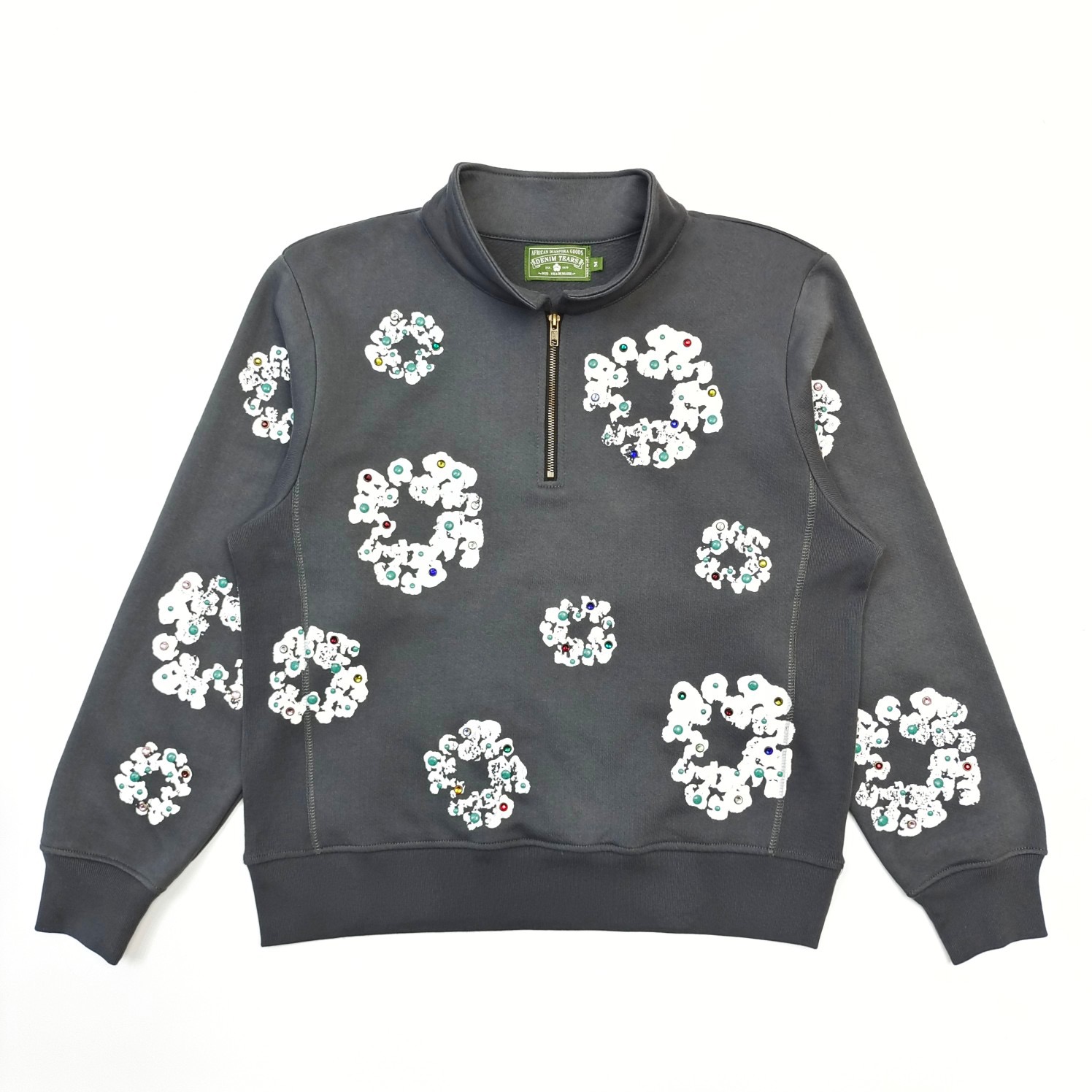 1:1 Best Quality Kapoky Rhinestone Half Zipper Crewneck