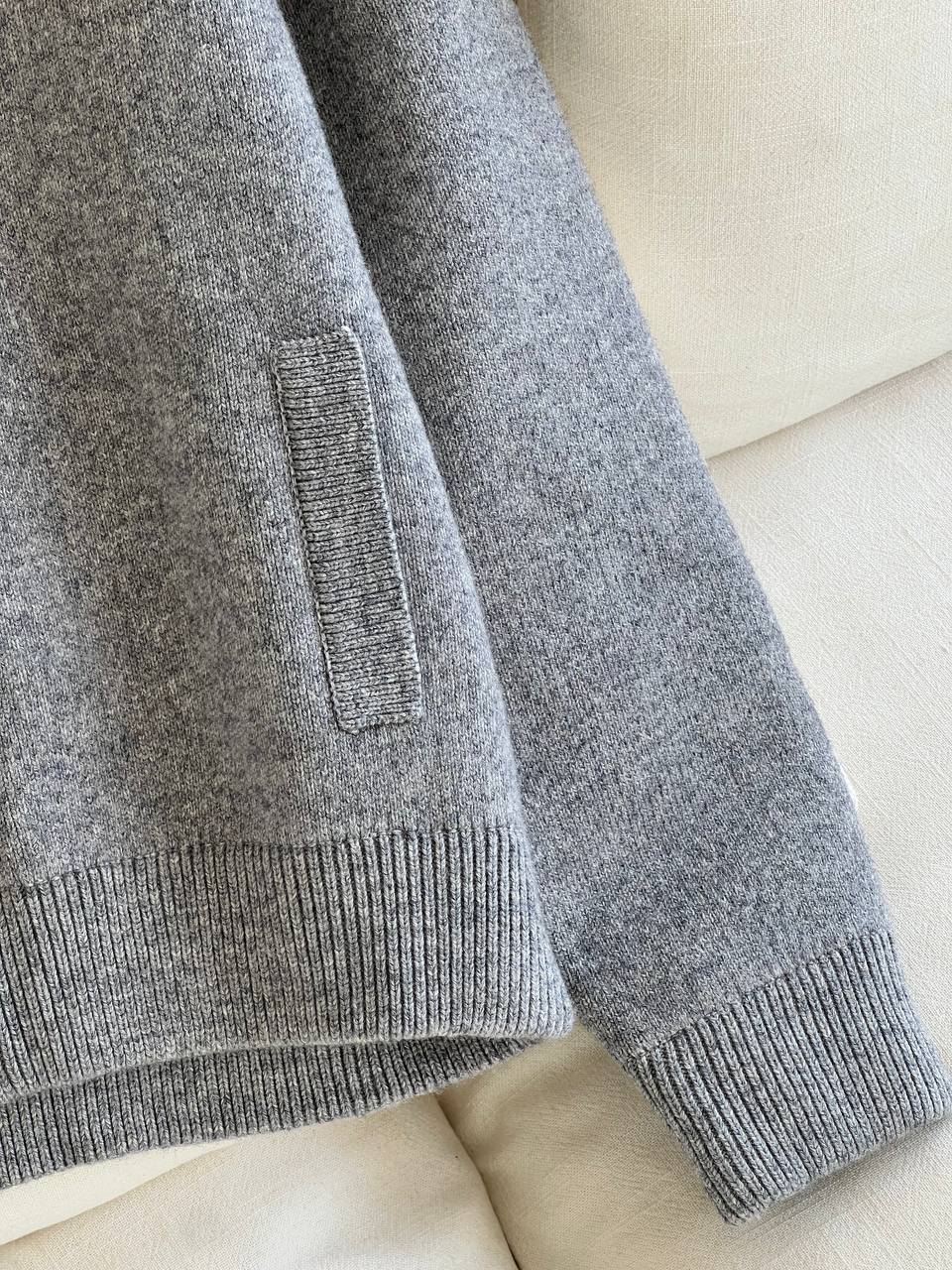 Miu Miu Grey Wool Polo Collar Zip Knit Cardigan Jacket