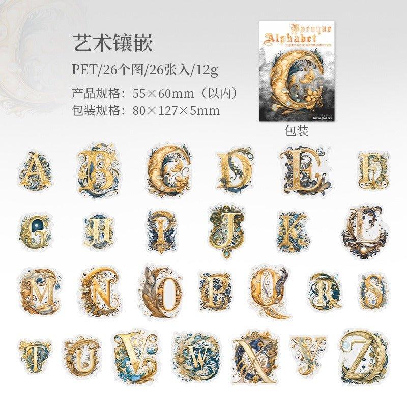 1124 PET Stickers Baroque Letters