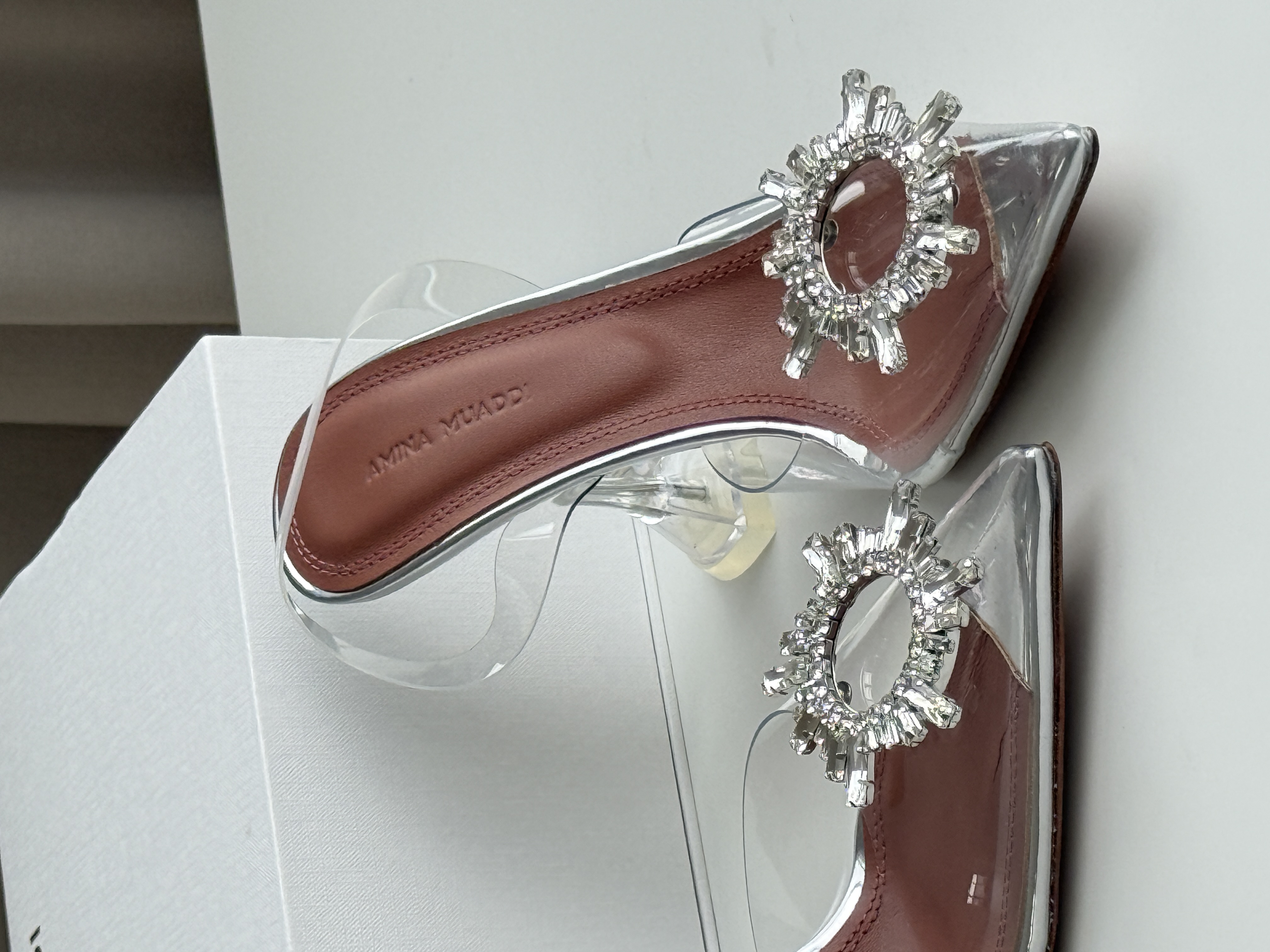 Begum Glass PVC Crystal Slingback Heels