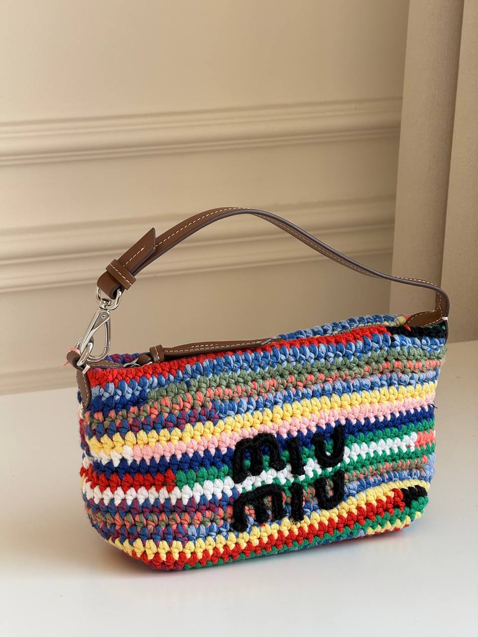 Miu Miu Logo Crochet Shoulder Bag