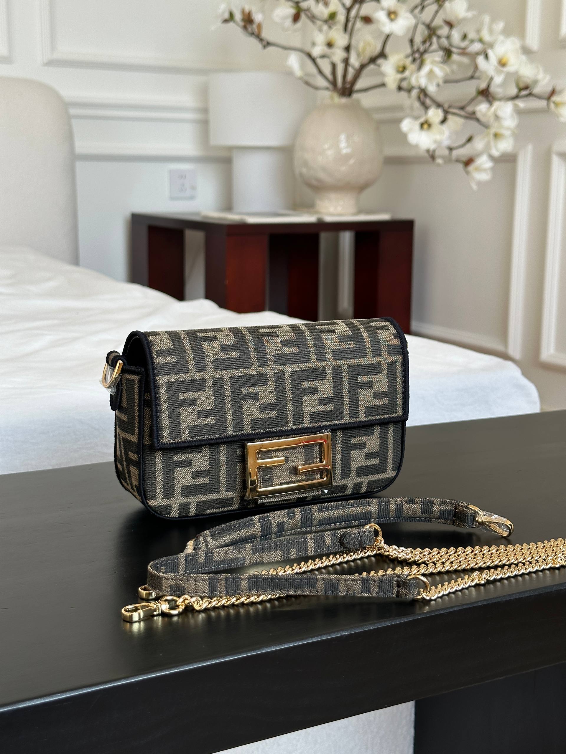 Fendi FF Zucca Jacquard Baguette Shoulder Bag