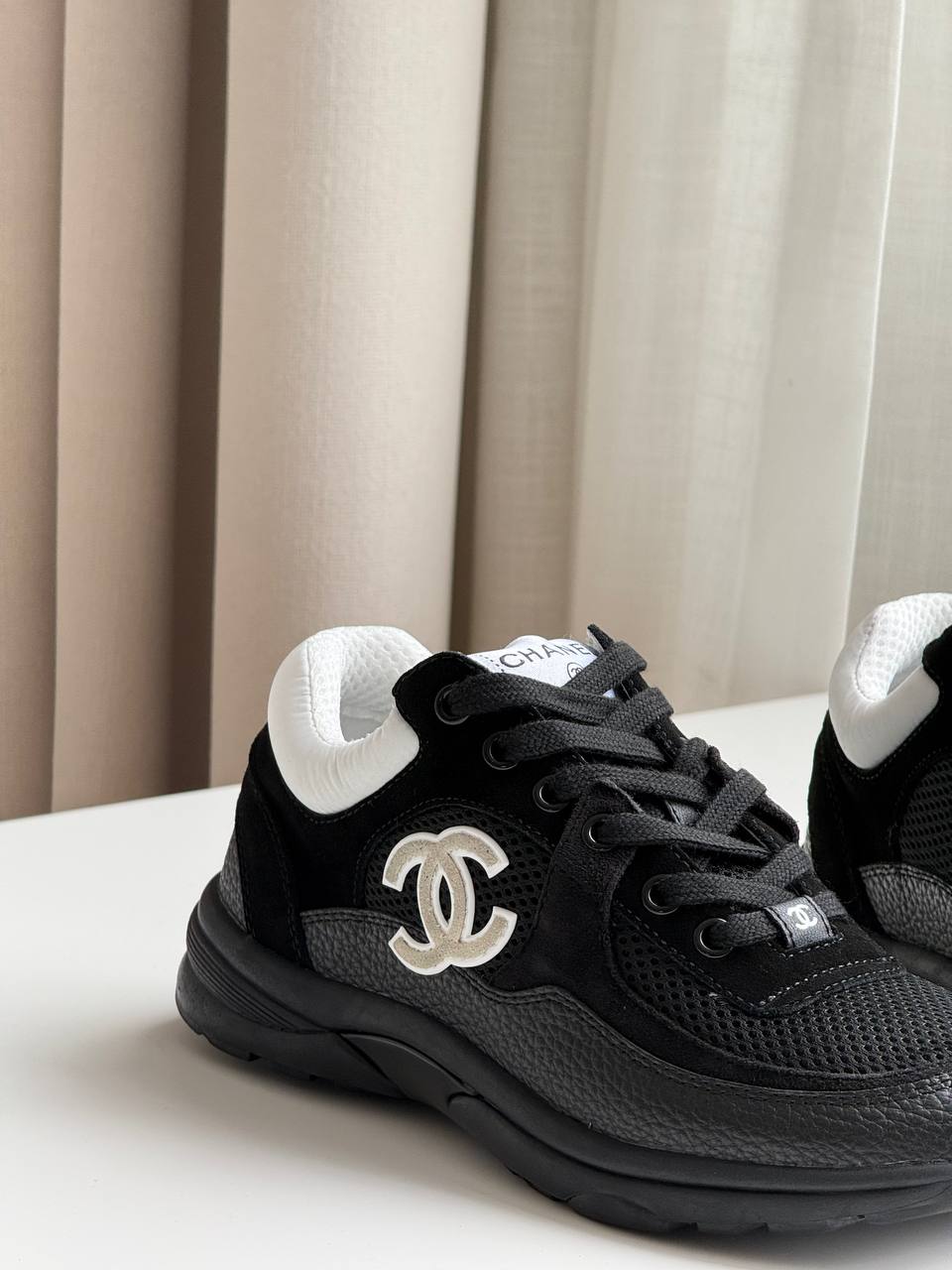 CHANEL CC Logo Mesh & Suede Sneakers